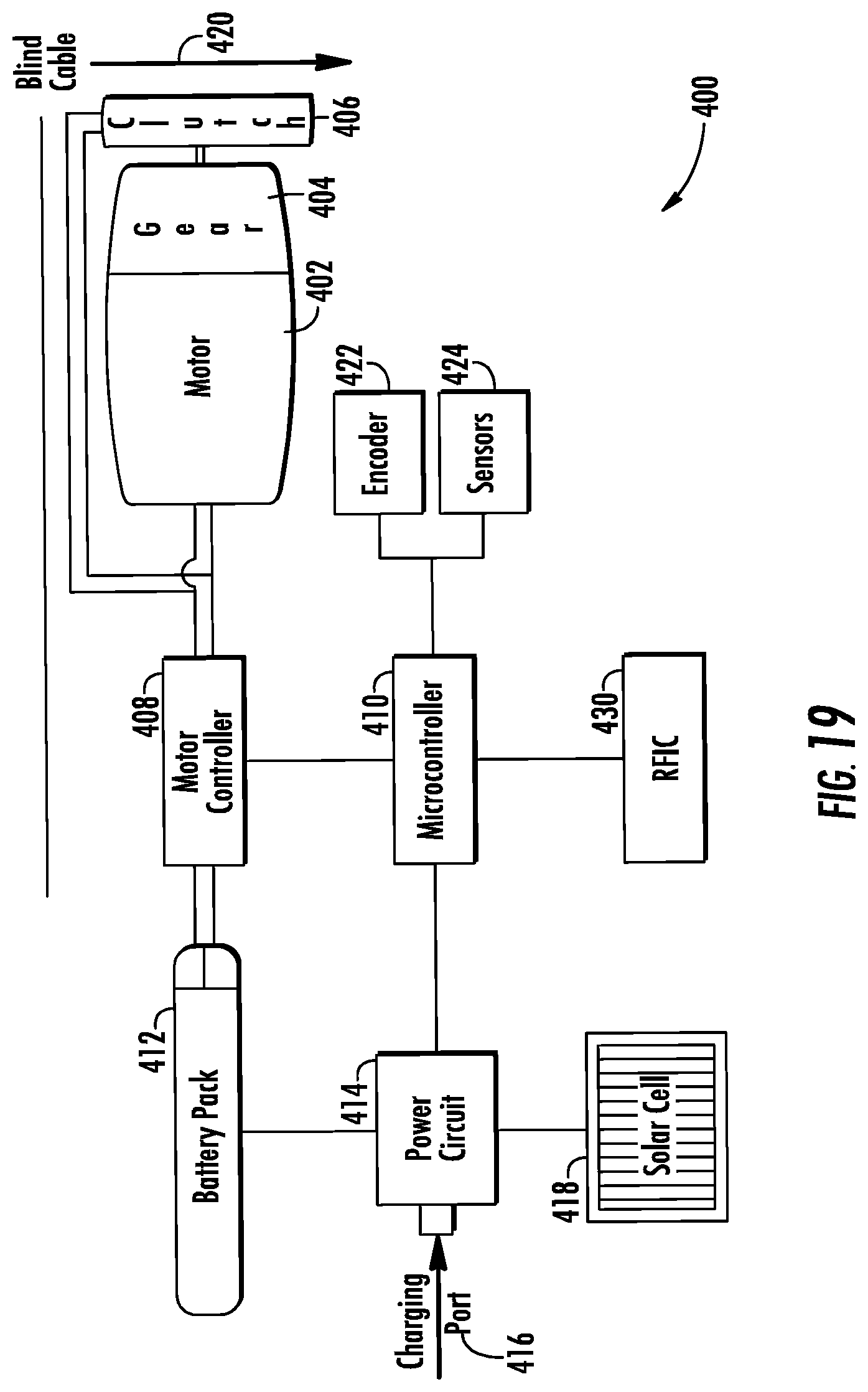 Patent US12098595 Figure 19 – Motor drive system for window covering system with continuous cord loop