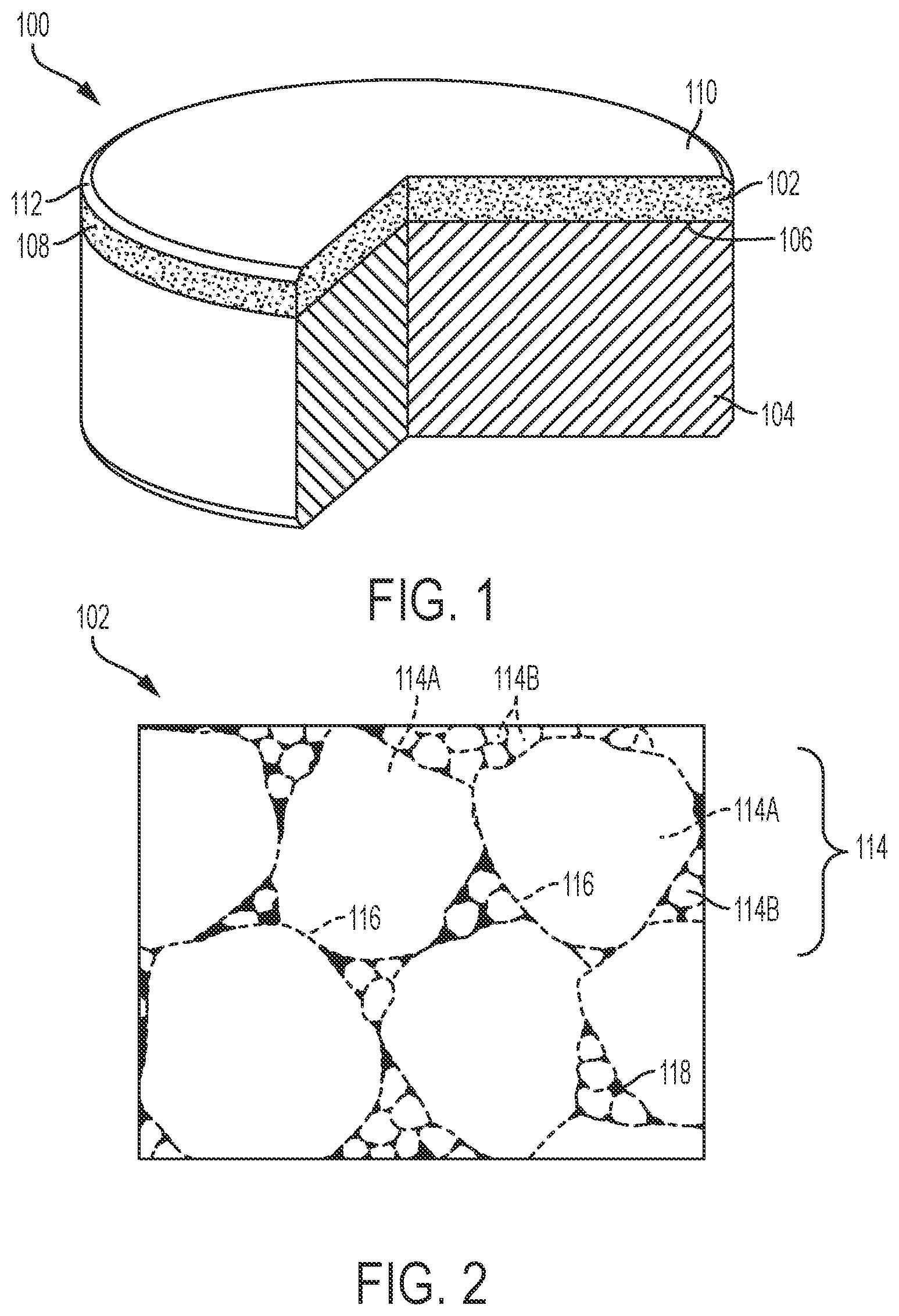 Patent US12098597 Figure 1 – Cutting elements, and related earth-boring tools, supporting substrates, and methods