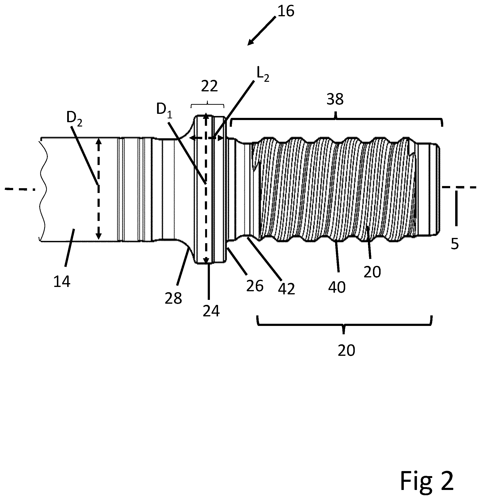 Patent US12098599 Figure 2 – Shoulder protected drilling assembly