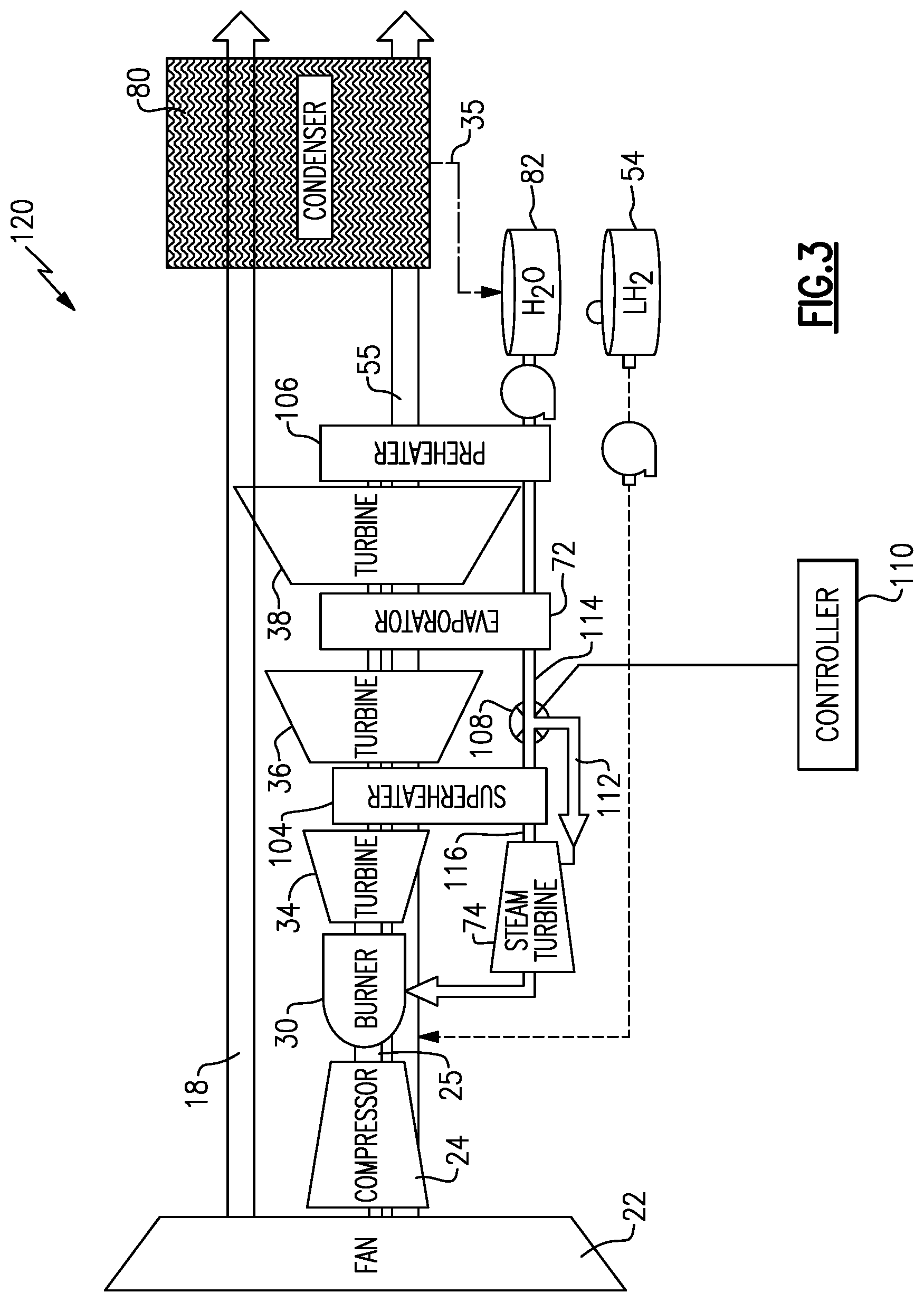 Patent US12098645 Figure 3 – Superheated steam injection turbine engine