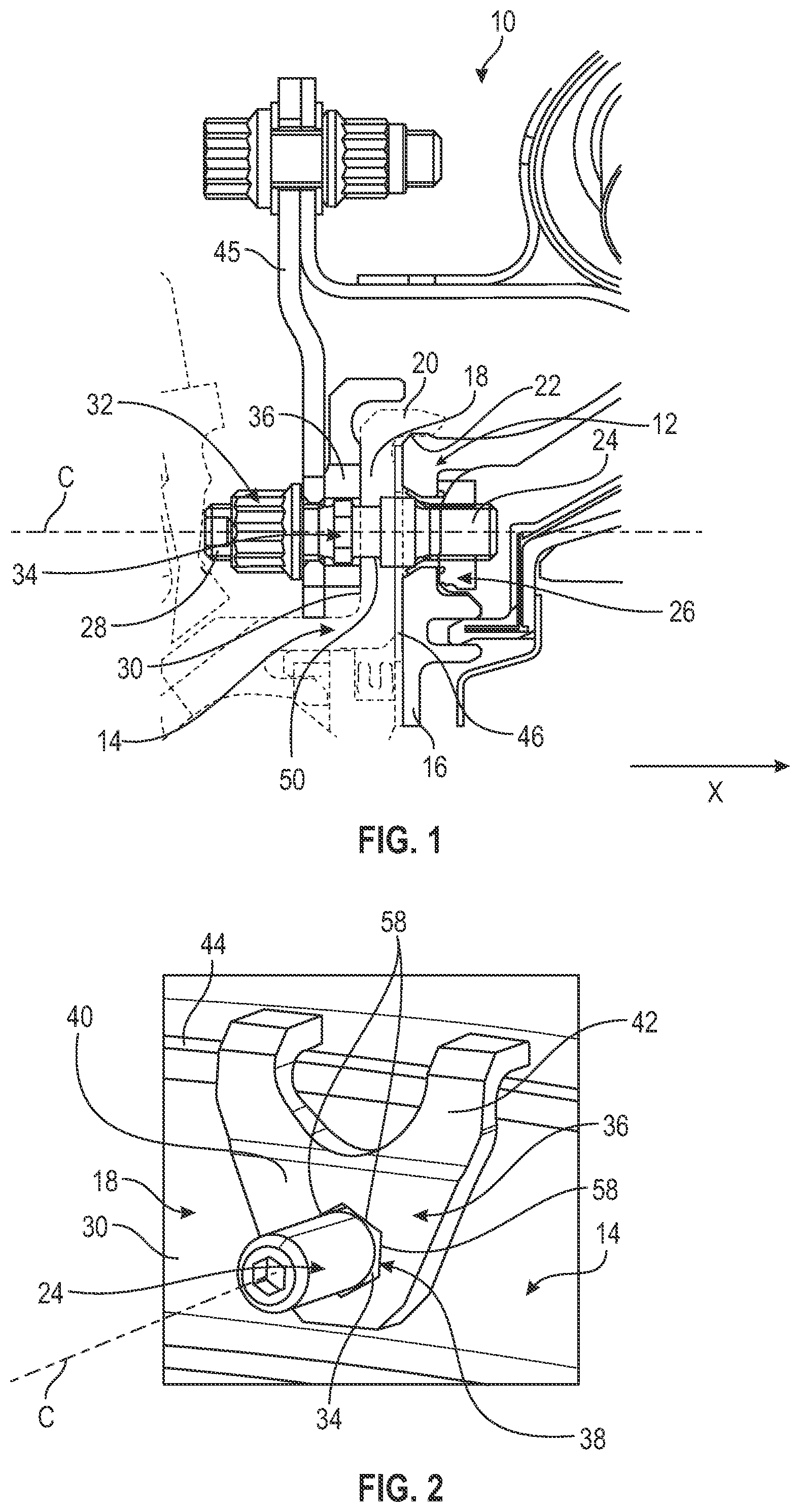 Patent US12098648 Figure 1 – Turbomachine module comprising stud pair locking plates