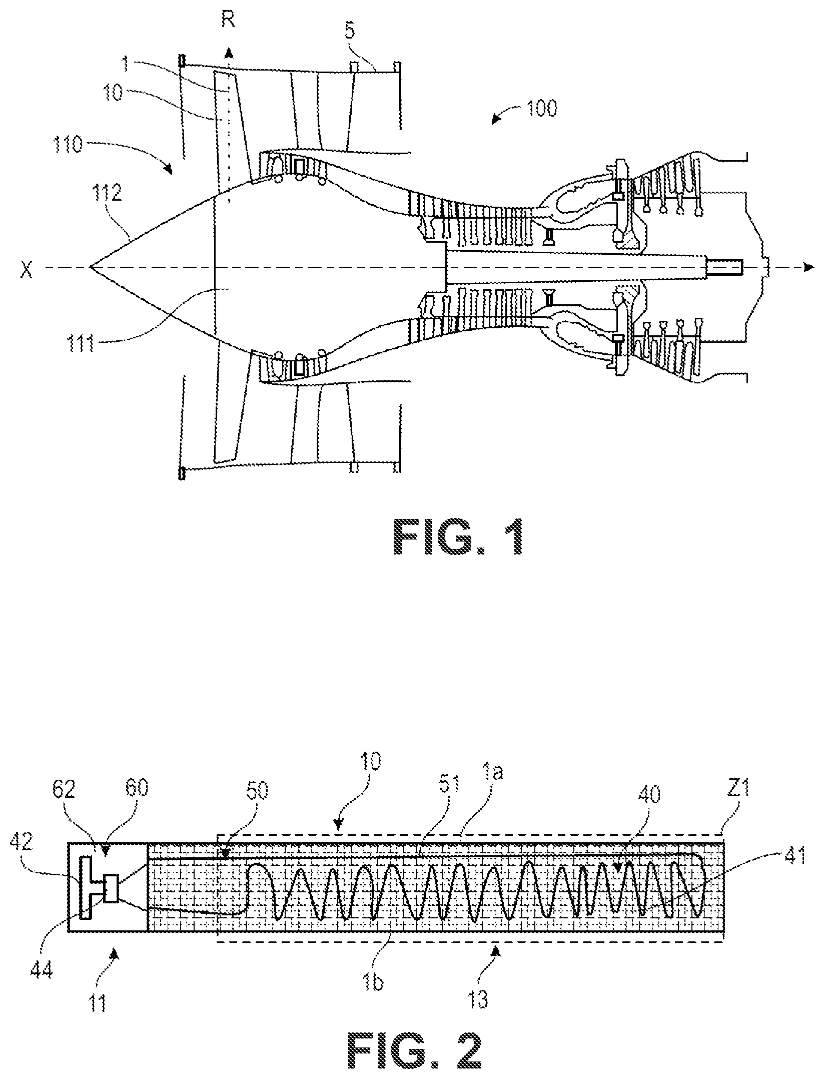 Patent US12098652 Figure 1 – Composite part, in particular for an aircraft turbine engine