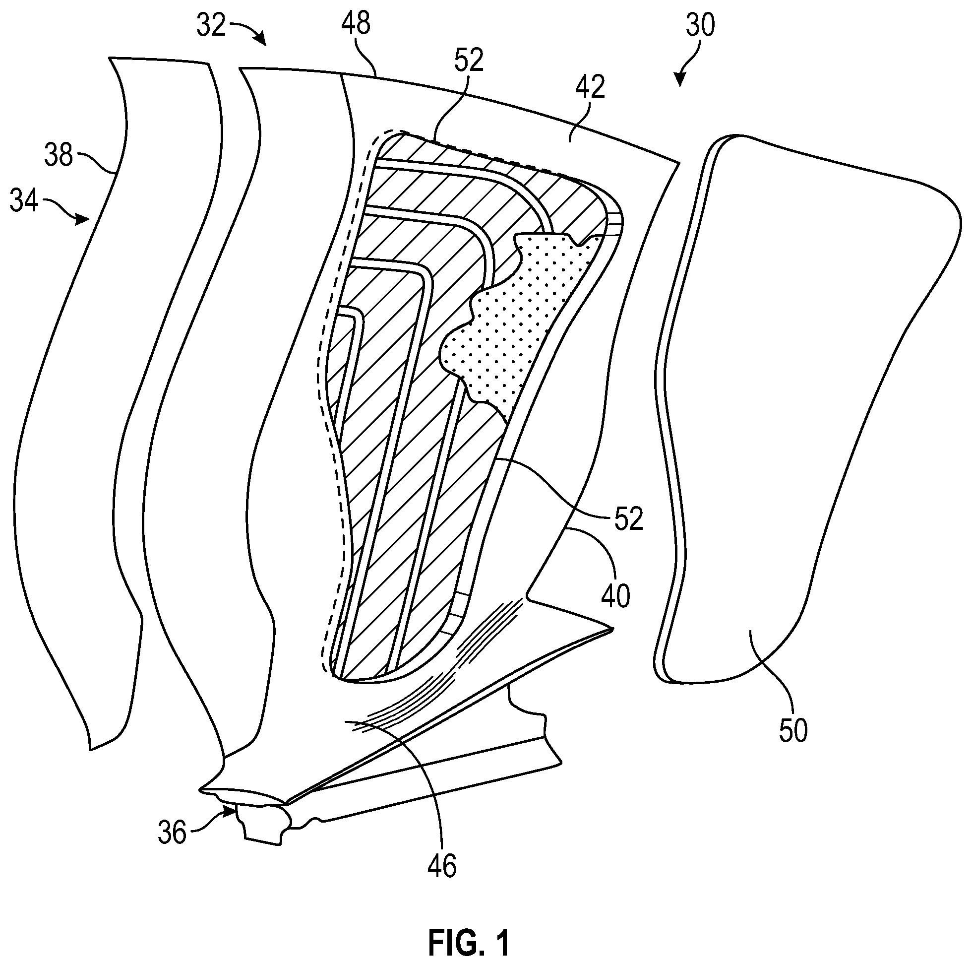 Patent US12098653 Figure 1 – Adhesive bond for fan blades