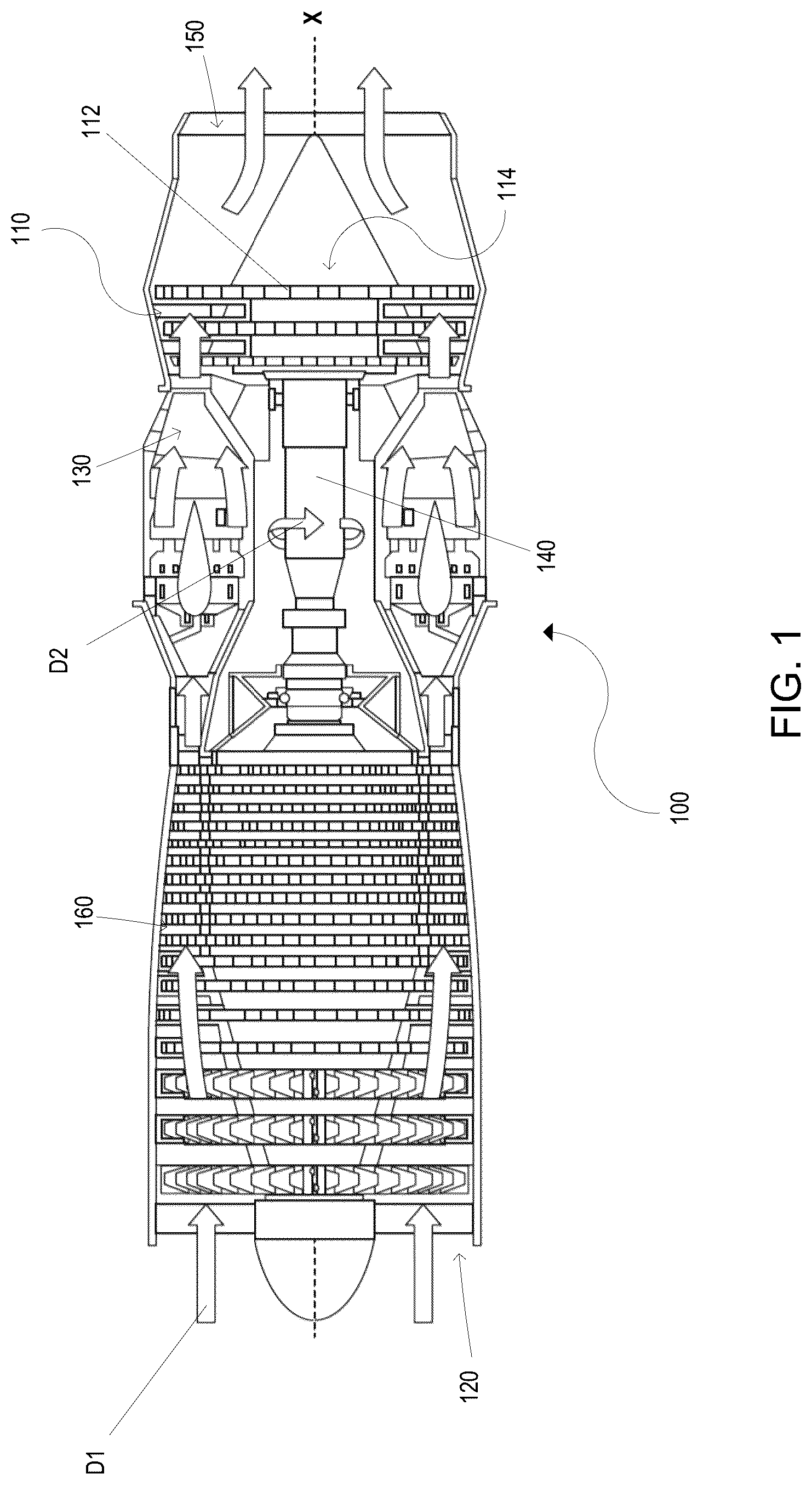 Patent US12098654 Figure 1 – Bi-cast trailing edge feed and purge hole cooling scheme