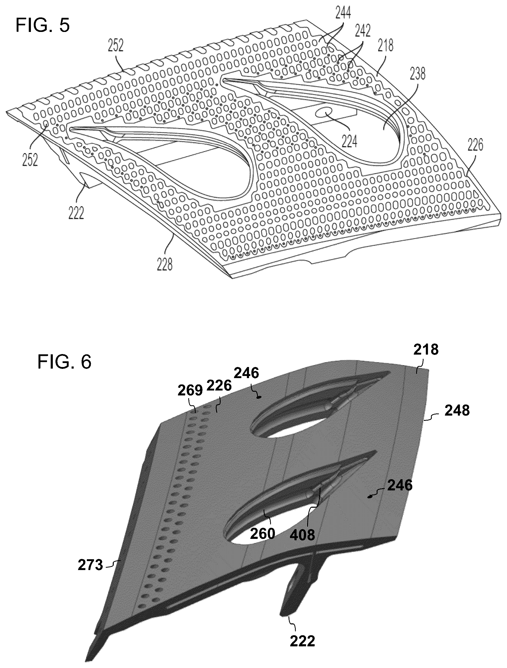 Patent US12098654 Figure 4 – Bi-cast trailing edge feed and purge hole cooling scheme