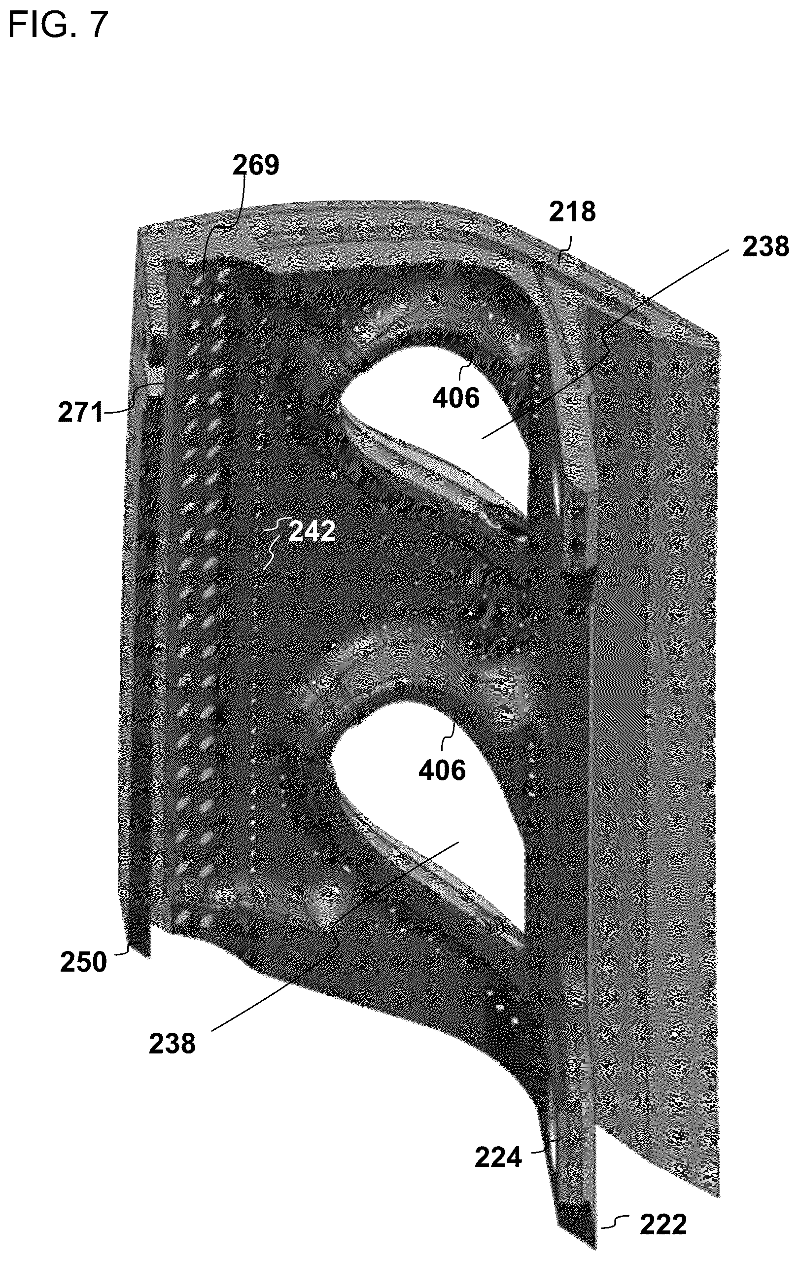Patent US12098654 Figure 5 – Bi-cast trailing edge feed and purge hole cooling scheme