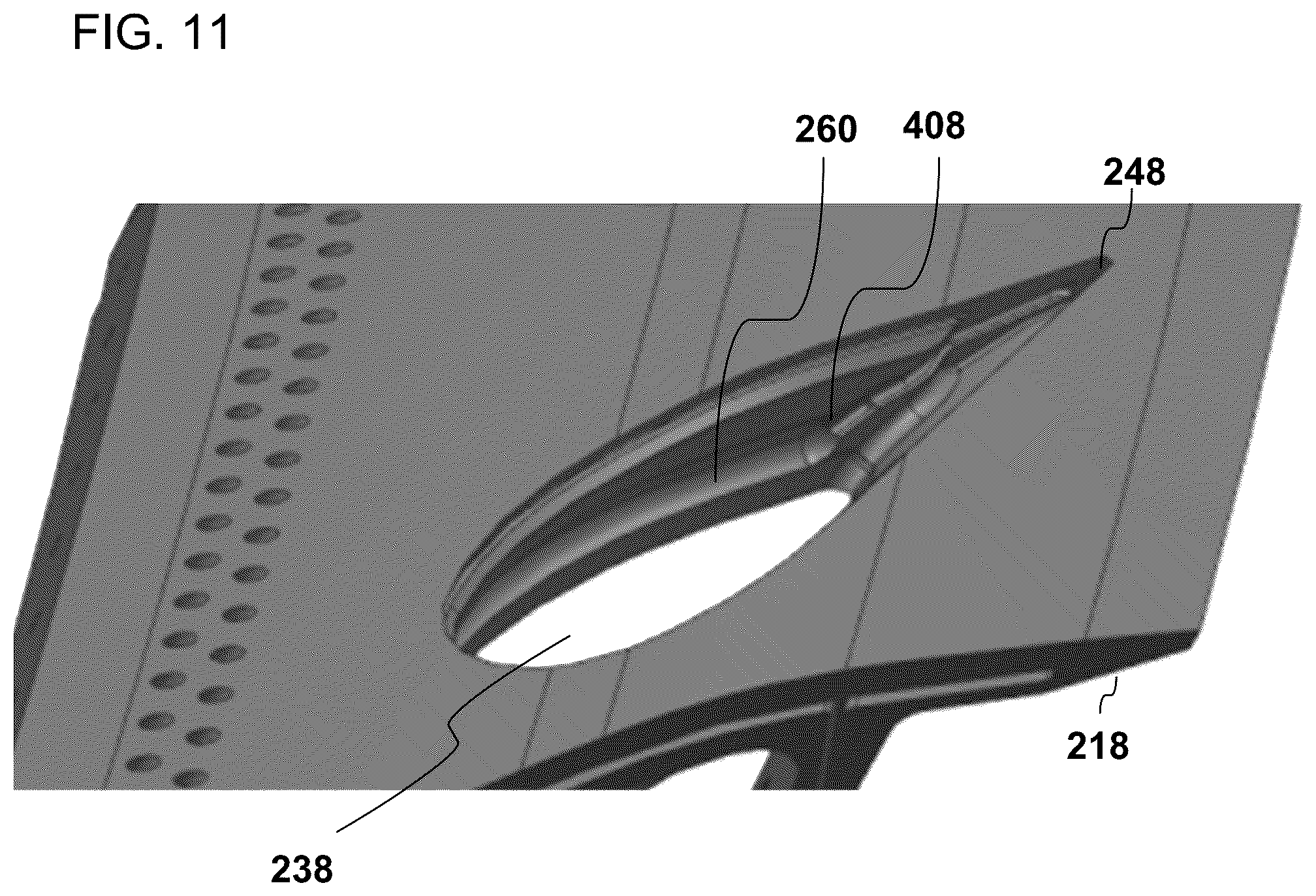 Patent US12098654 Figure 8 – Bi-cast trailing edge feed and purge hole cooling scheme