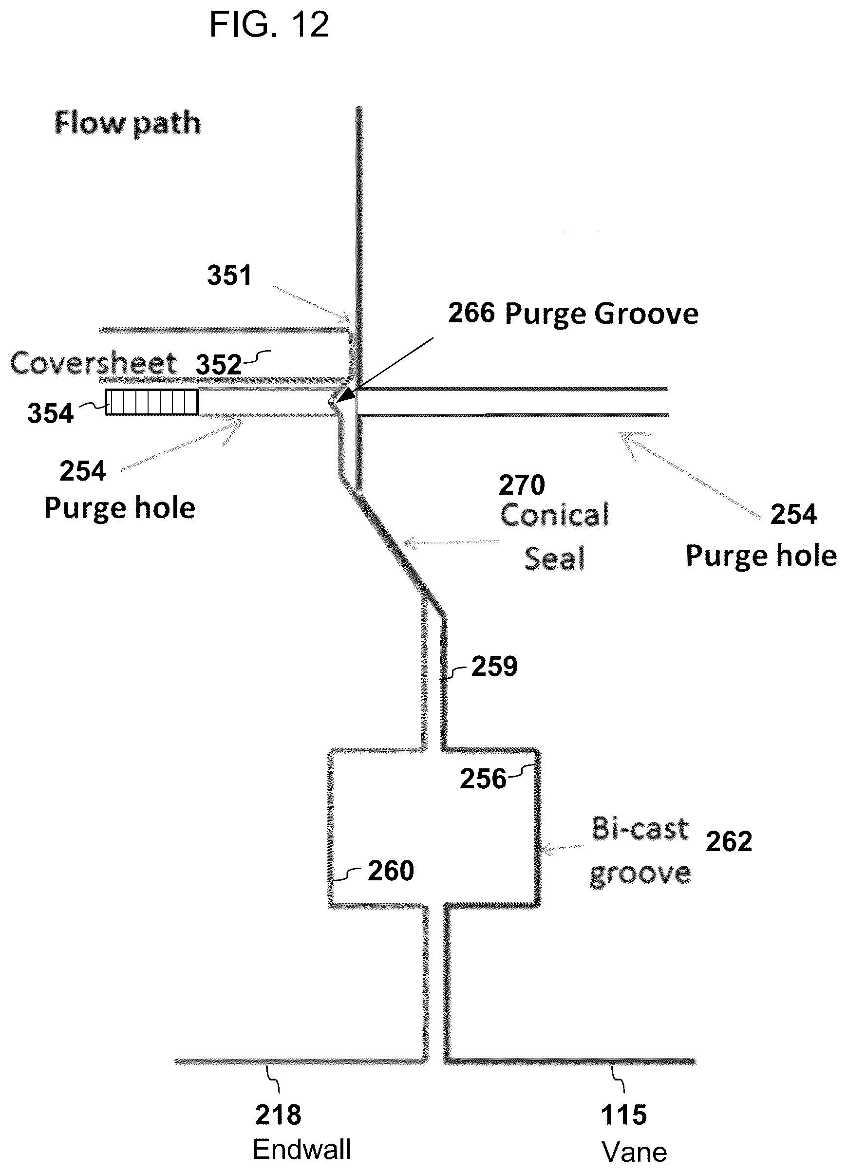 Patent US12098654 Figure 9 – Bi-cast trailing edge feed and purge hole cooling scheme