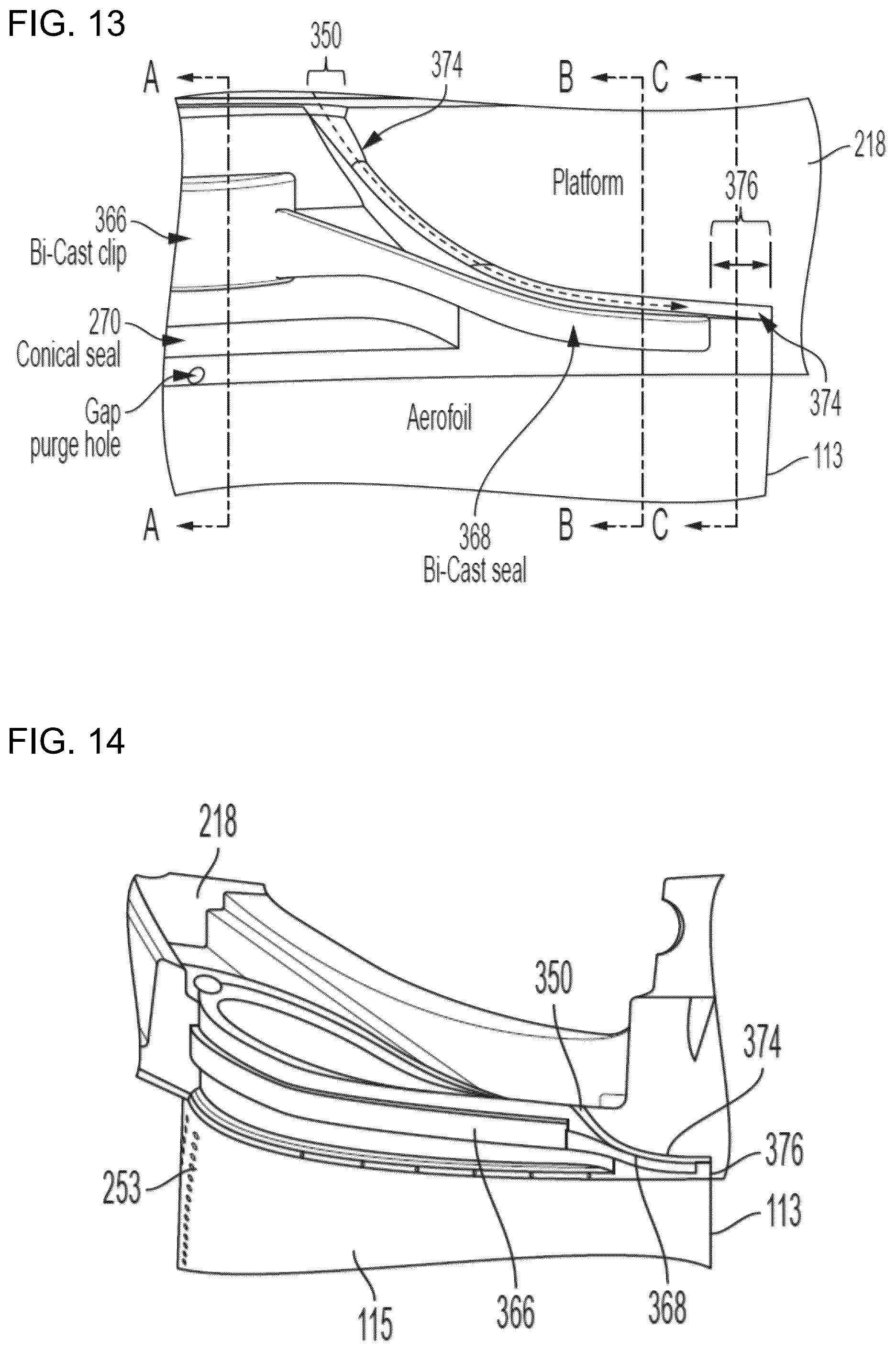 Patent US12098654 Figure 10 – Bi-cast trailing edge feed and purge hole cooling scheme