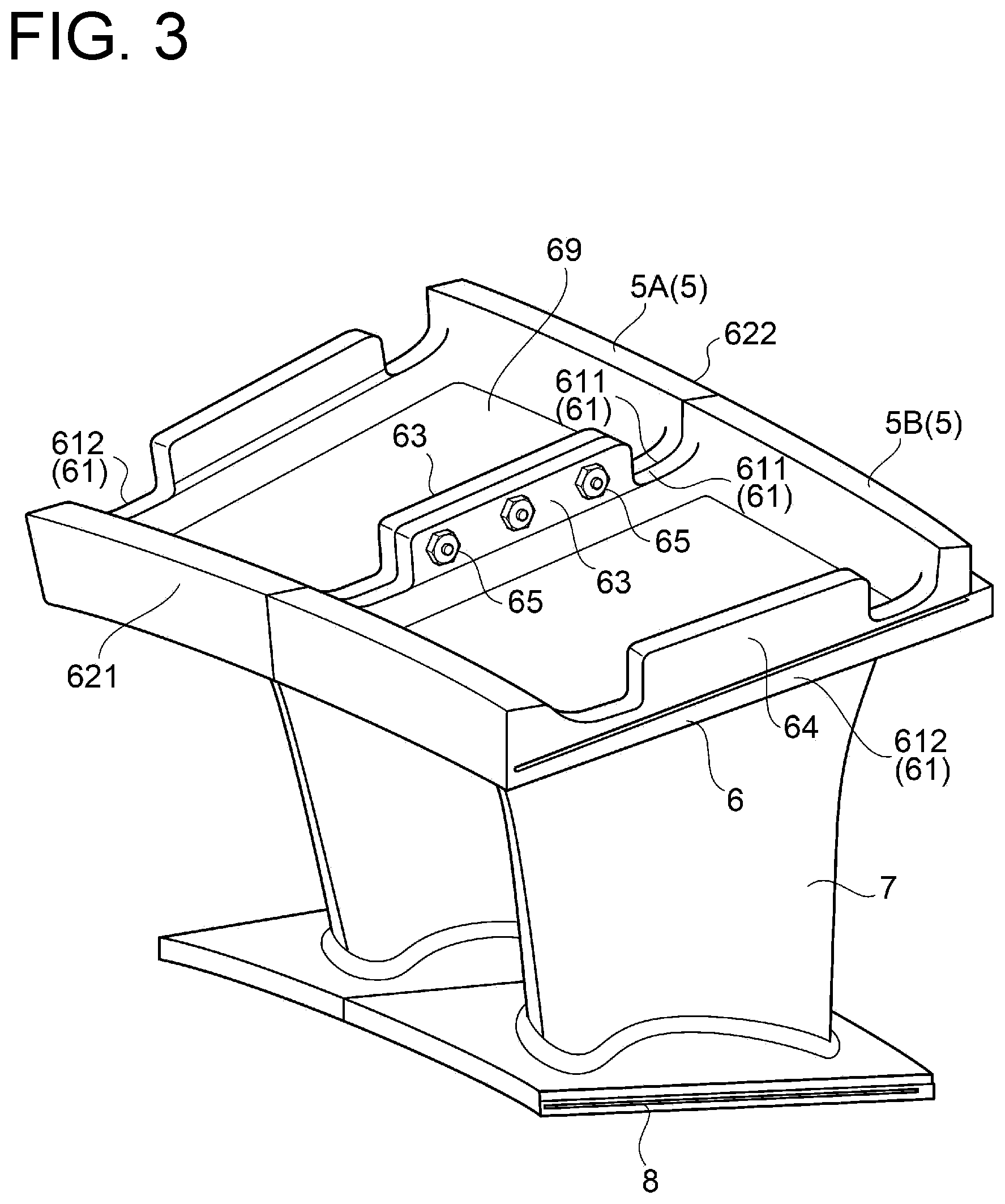 Patent US12098656 Figure 3 – Stator vane assembly of gas turbine, stationary member segment, and method of producing stator vane assembly of gas turbine