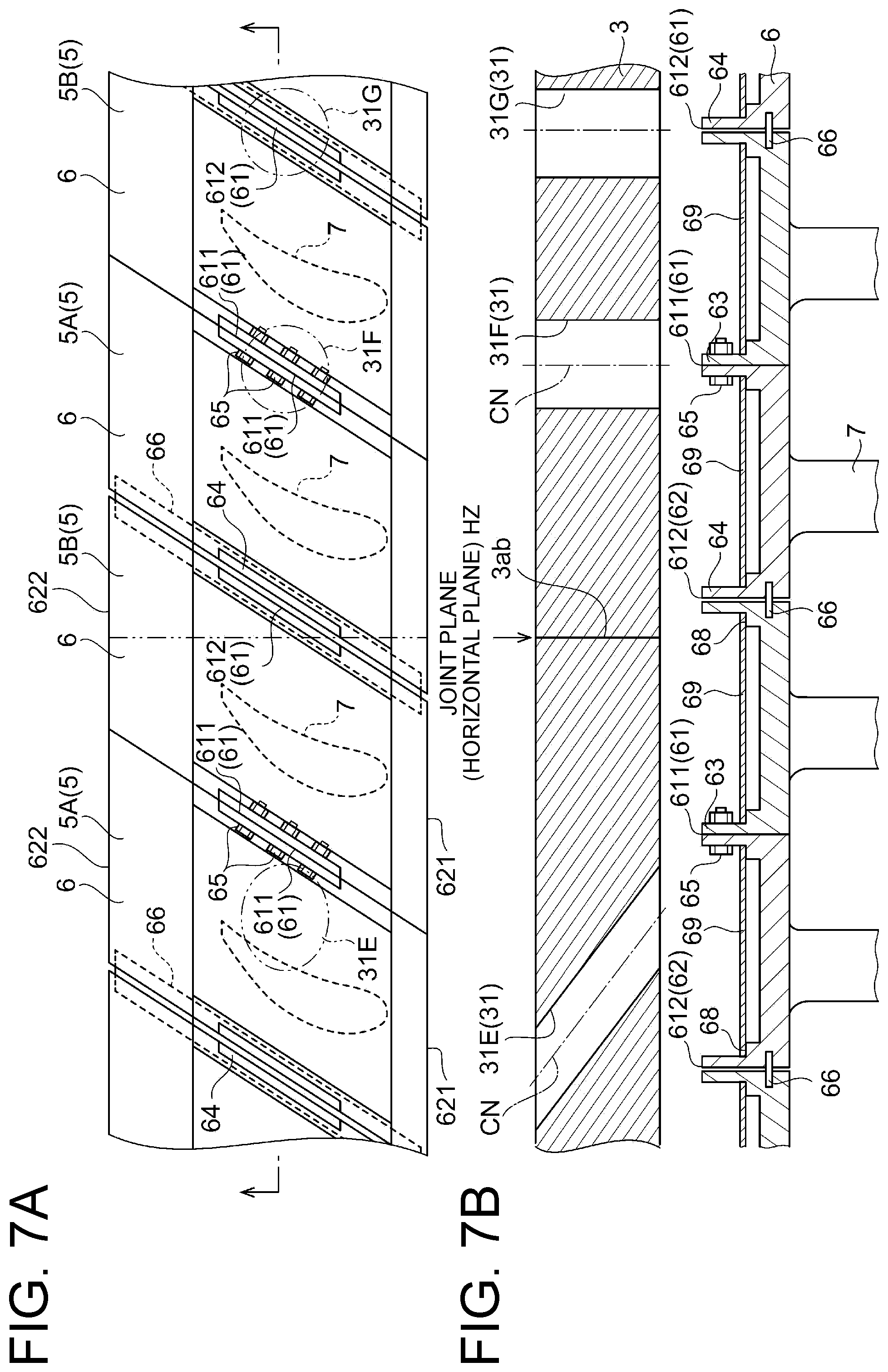 Patent US12098656 Figure 7 – Stator vane assembly of gas turbine, stationary member segment, and method of producing stator vane assembly of gas turbine