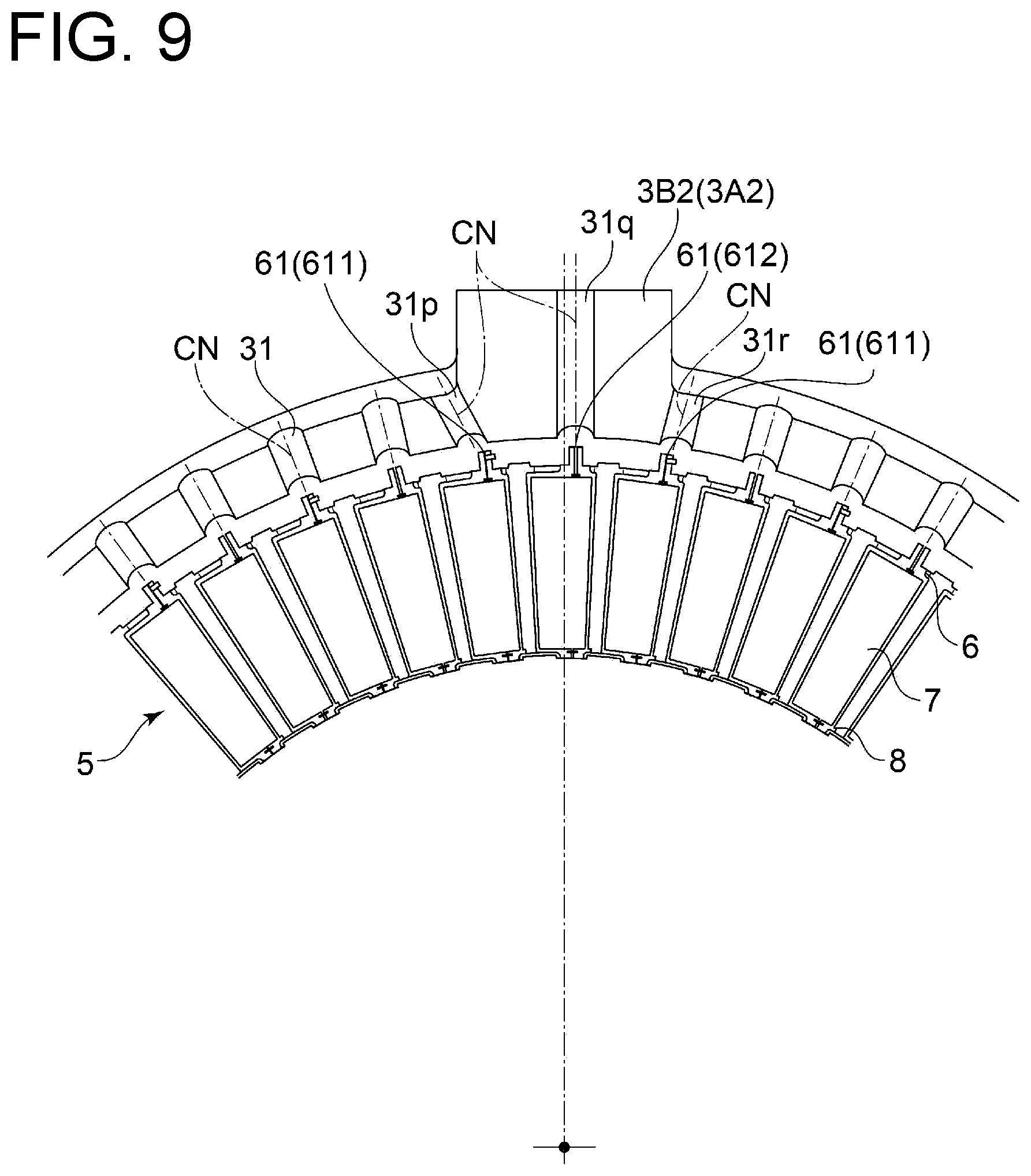 Patent US12098656 Figure 9 – Stator vane assembly of gas turbine, stationary member segment, and method of producing stator vane assembly of gas turbine