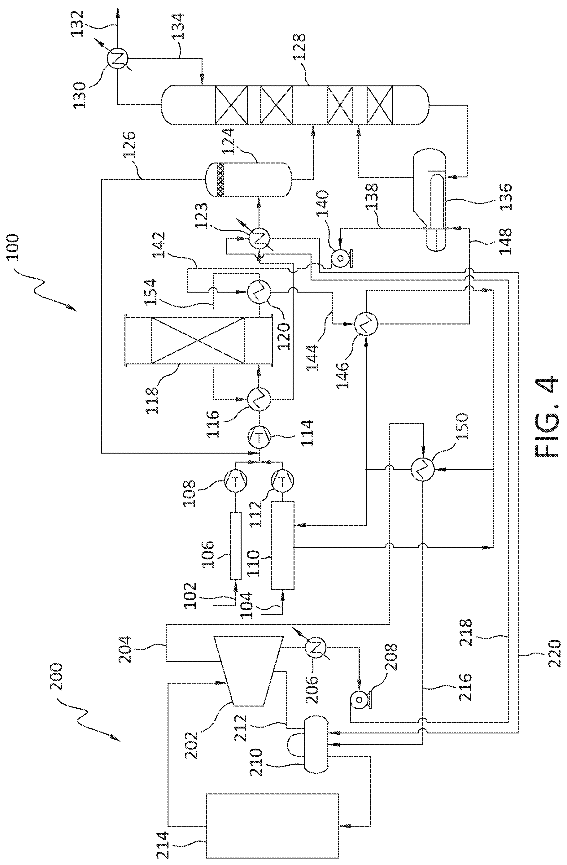 Patent US12098657 Figure 5 – Heat integration