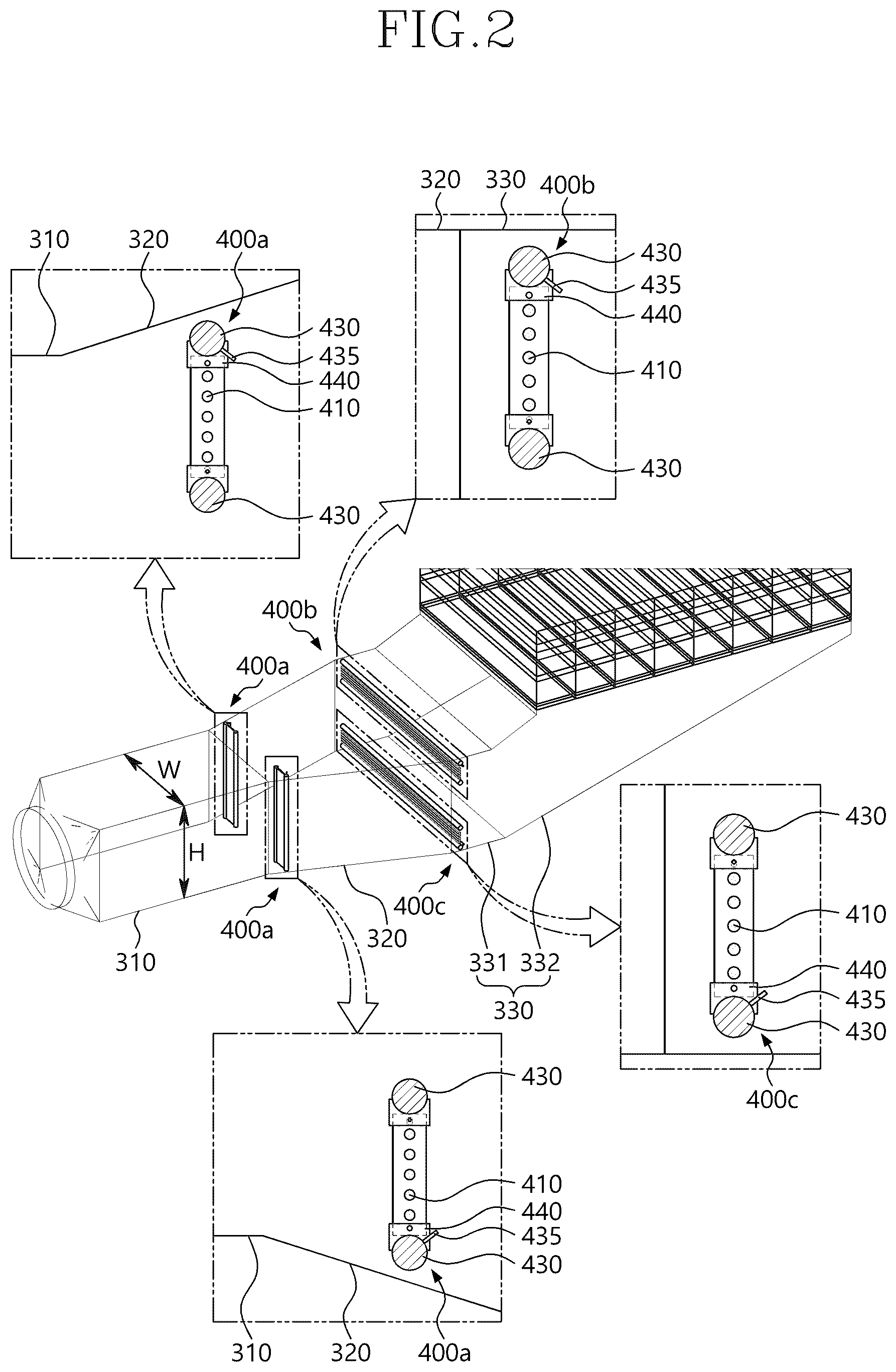 Patent US12098659 Figure 2 – Exhaust gas flow regulator and heat recovery steam generator having same