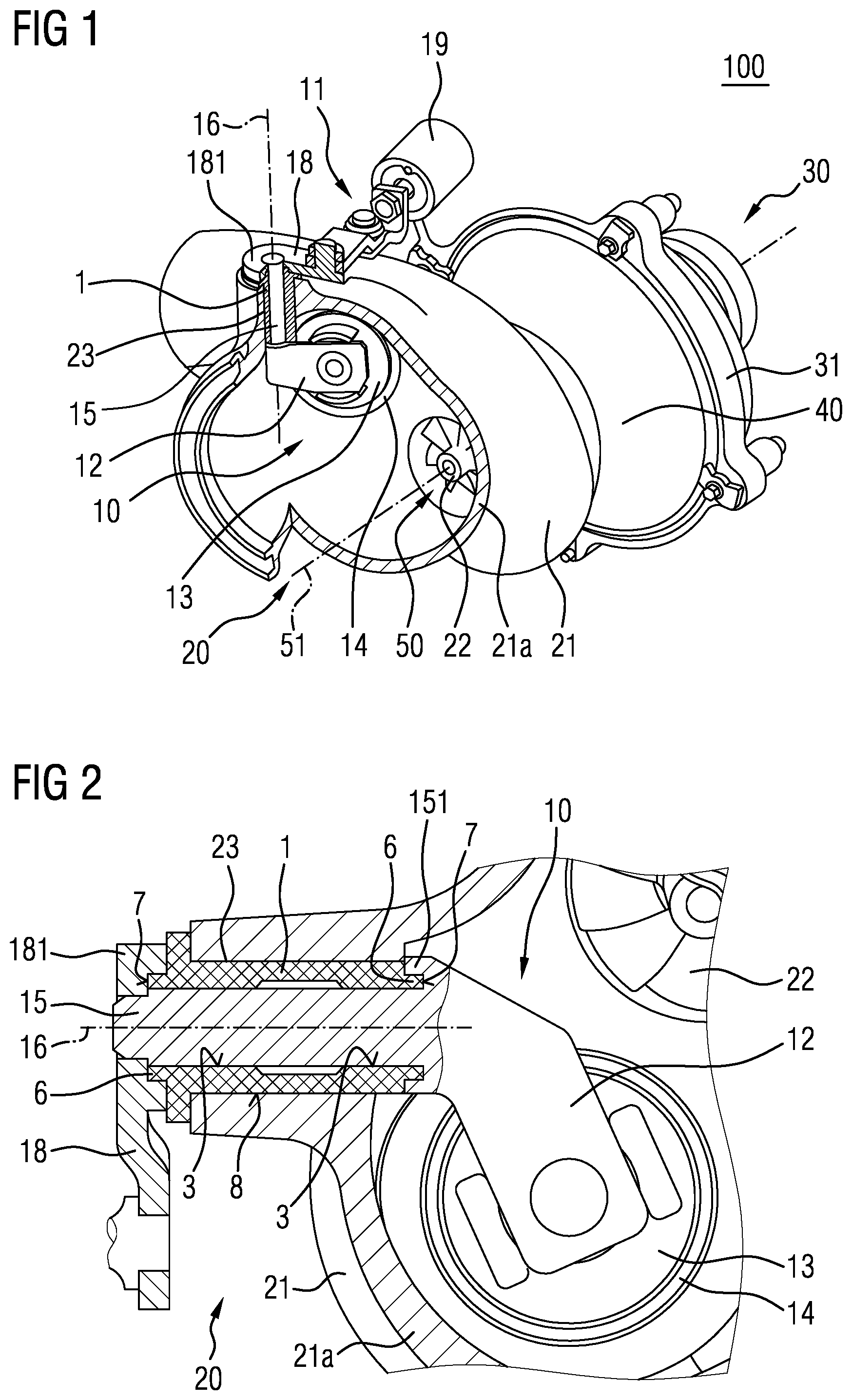 Patent US12098671 Figure 1 – Exhaust gas turbine of an exhaust gas turbocharger with a sealed wastegate valve device, and exhaust gas turbocharger
