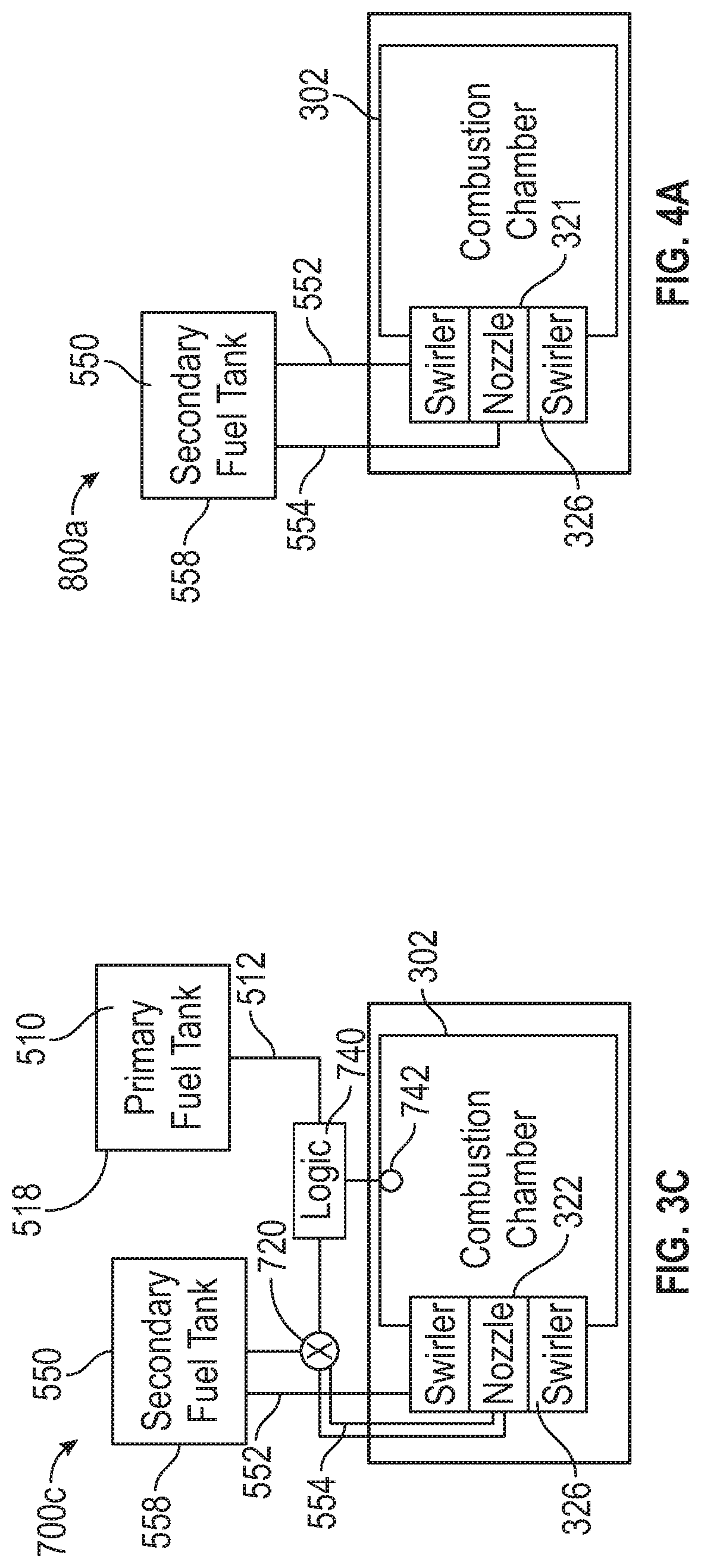 Patent US12098678 Figure 5 – Method of using a primary fuel to pilot liquid fueled combustors