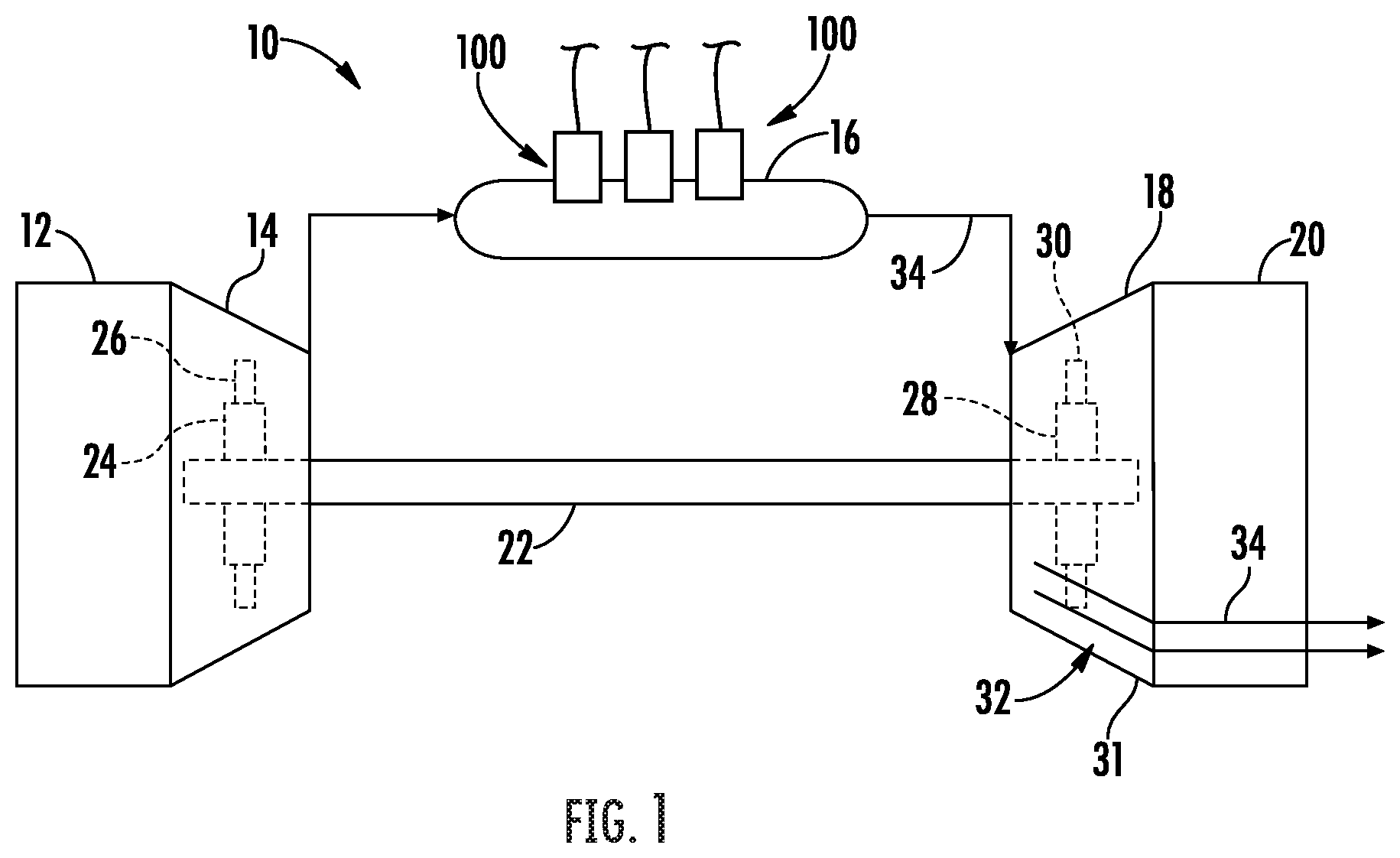 Patent US12098680 Figure 1 – Spark plug assemblies for turbomachines