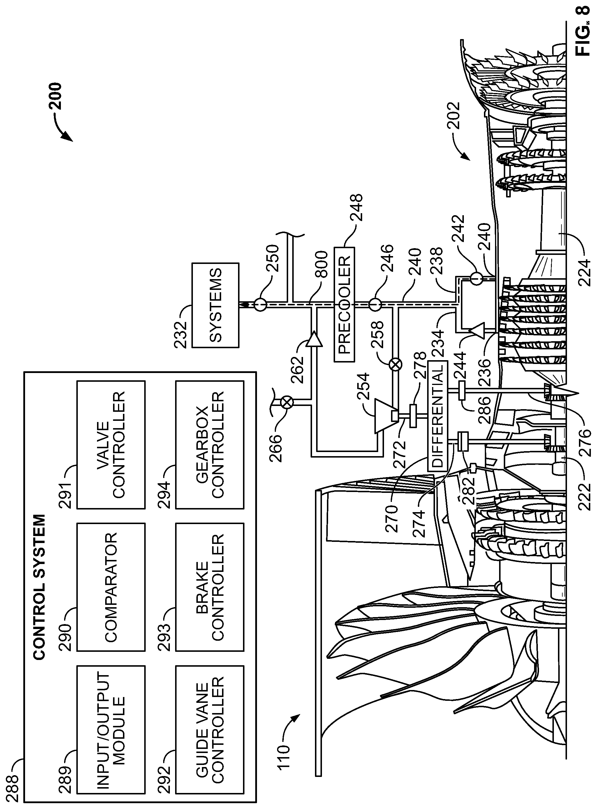 Patent US12098682 Figure 8 – Power transfer systems and methods for aircraft engines