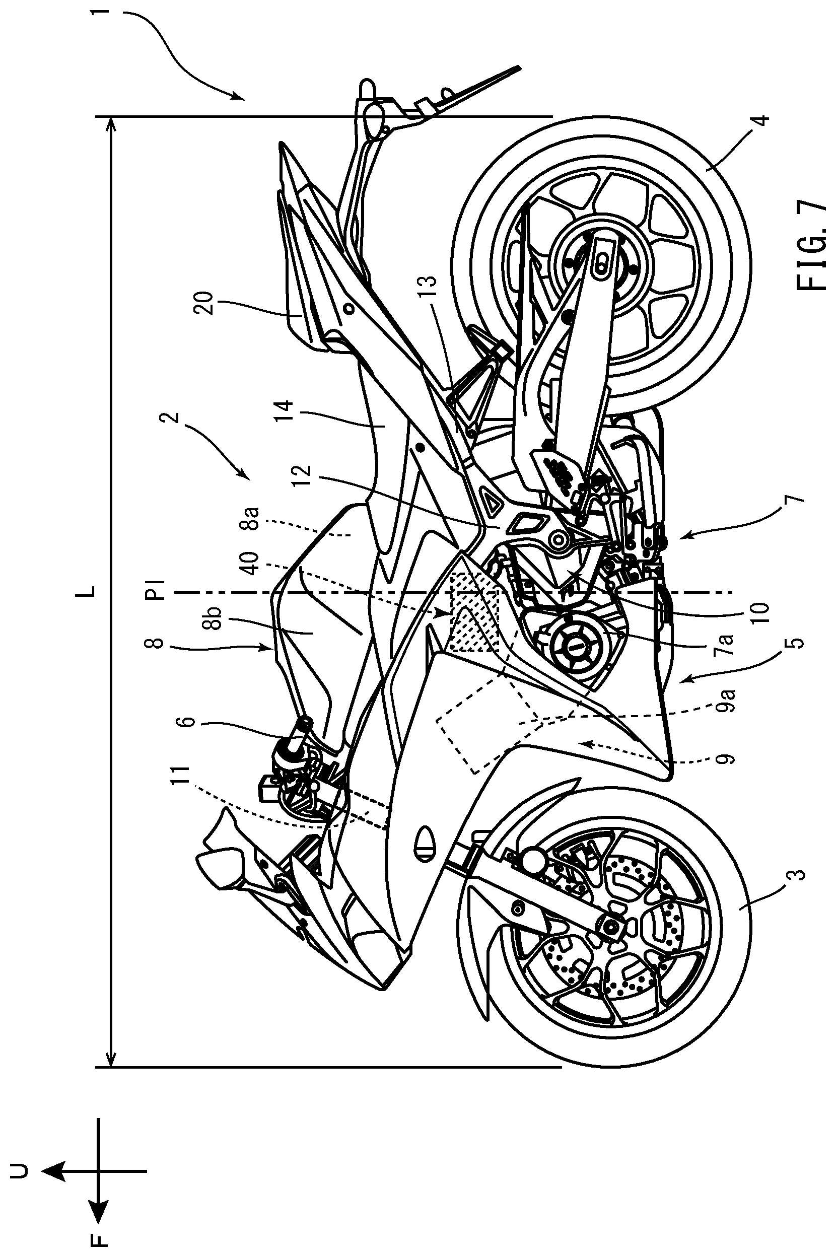 Patent US12098692 Figure 7 – Straddled vehicle