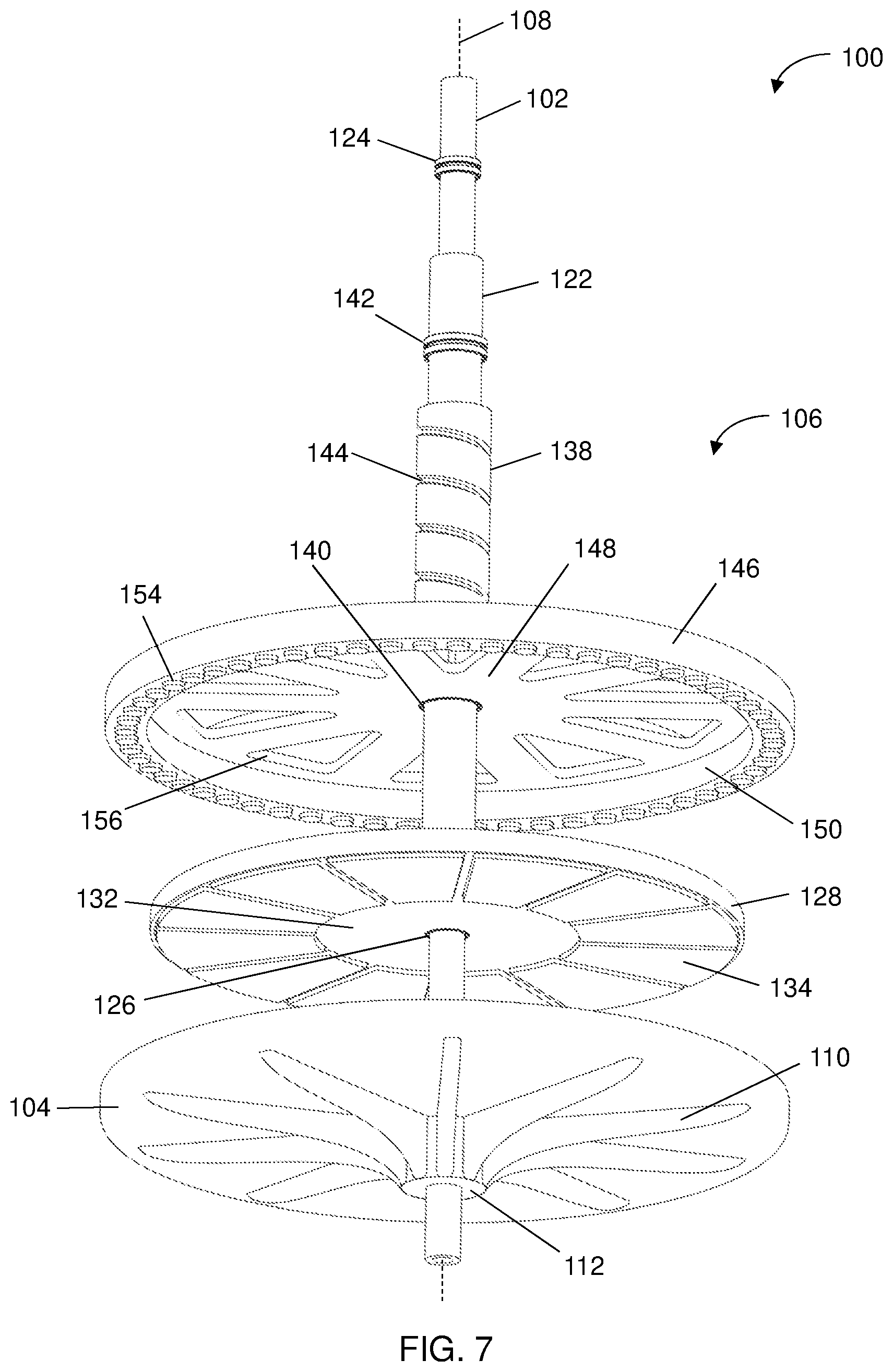 Patent US12098701 Figure 7 – Wind turbine with extendable and retractable airfoils