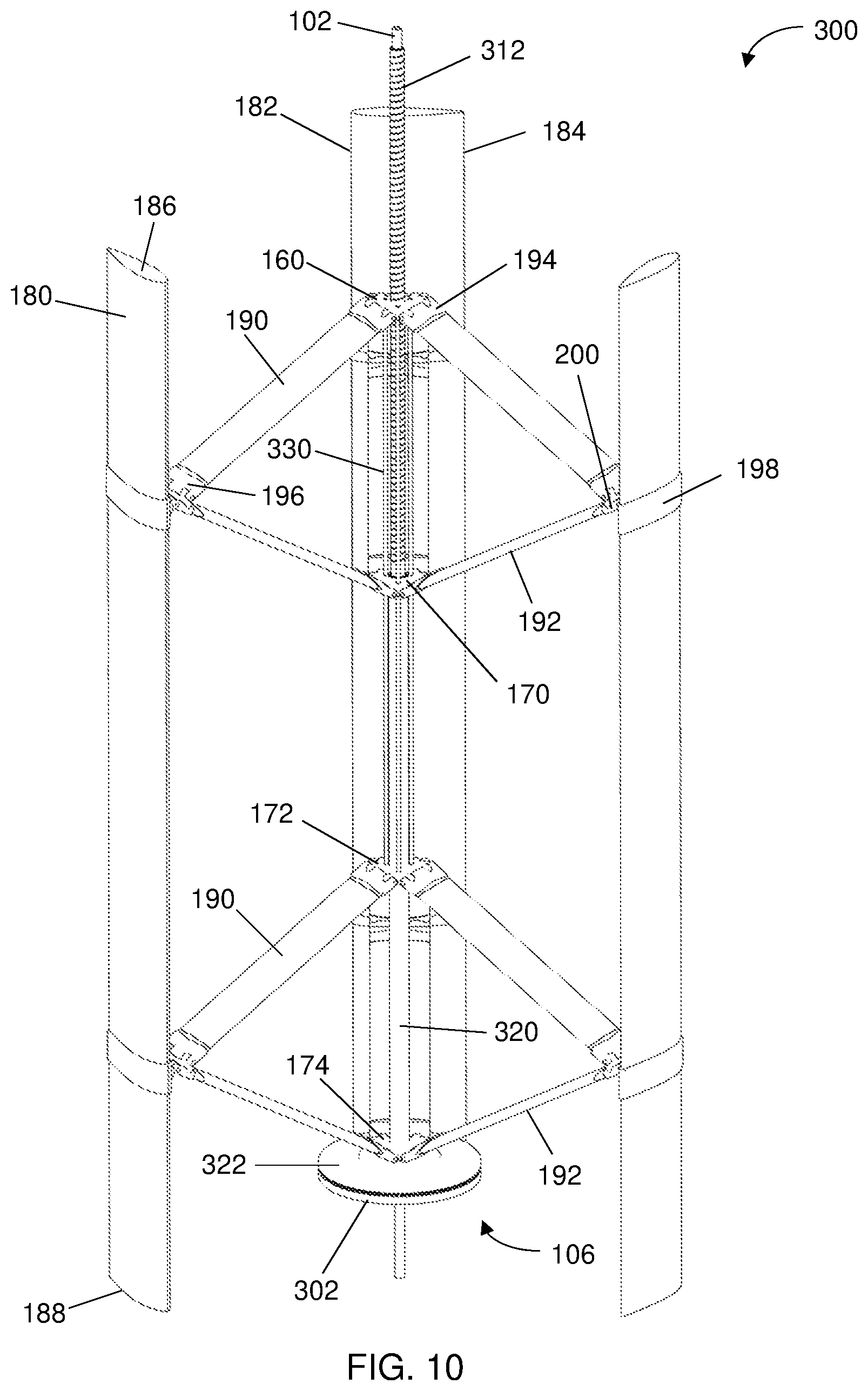 Patent US12098701 Figure 10 – Wind turbine with extendable and retractable airfoils