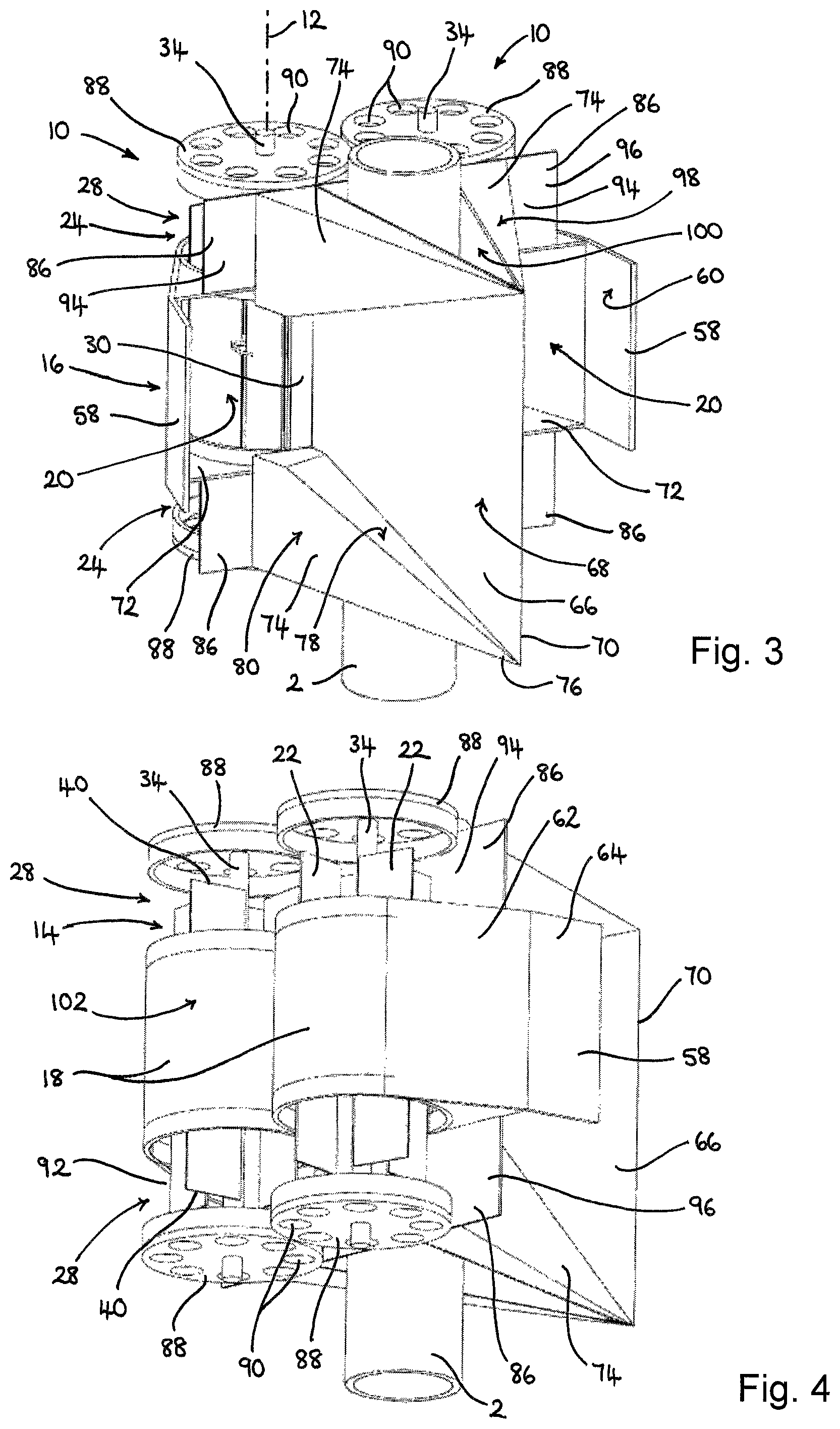 Patent US12098703 Figure 2 – Transverse axis fluid turbine for use in a working fluid flow
