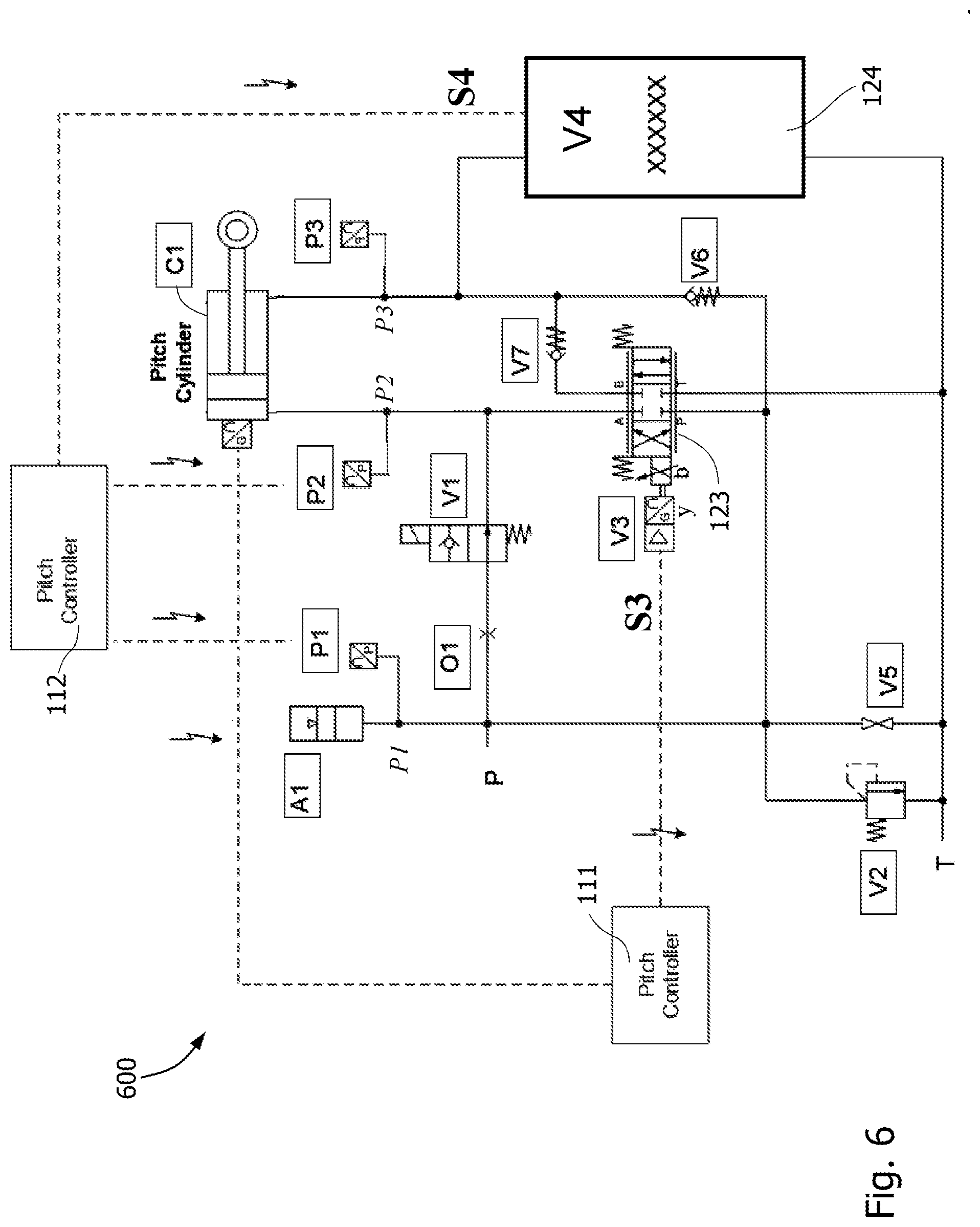 Patent US12098706 Figure 4 – Hydraulic pitch drive system