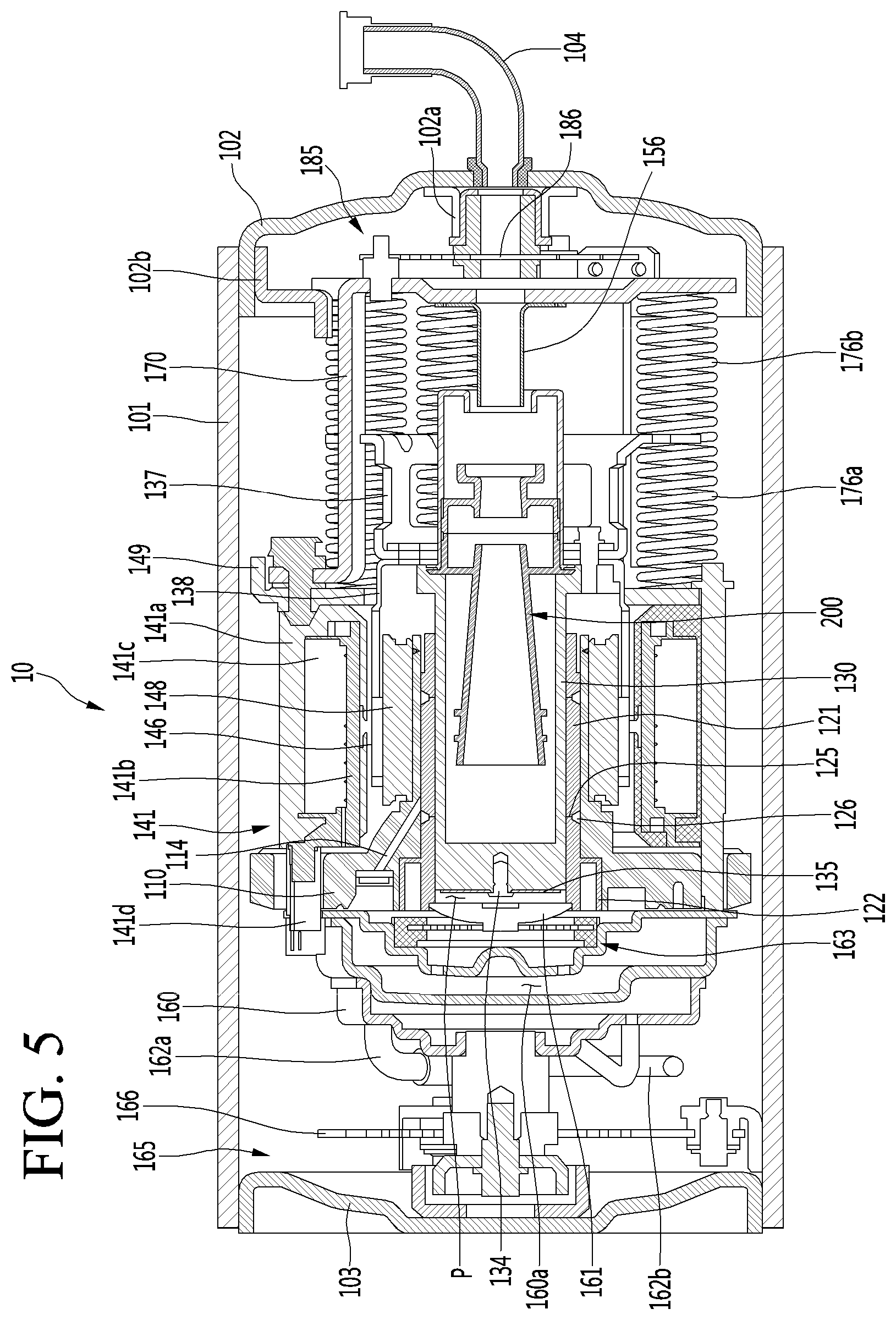 Patent US12098715 Figure 5 – Linear compressor and refrigerator including same