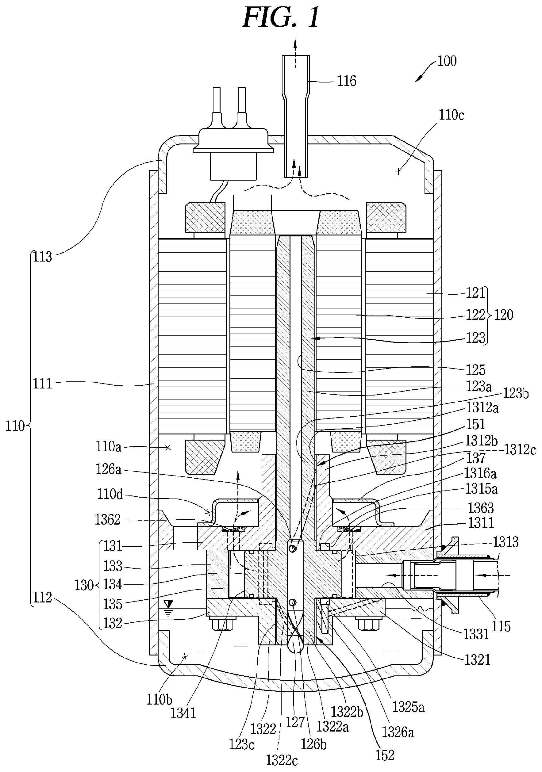 Patent US12098718 Figure 1 – Rotary compressor