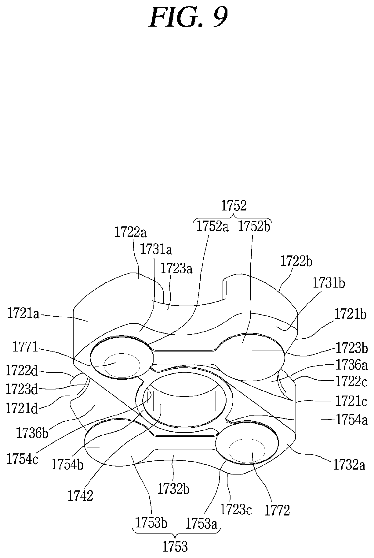 Patent US12098723 Figure 9 – Retainer block bypass hole valve assembly arranged in non-orbiting scroll of a compressor