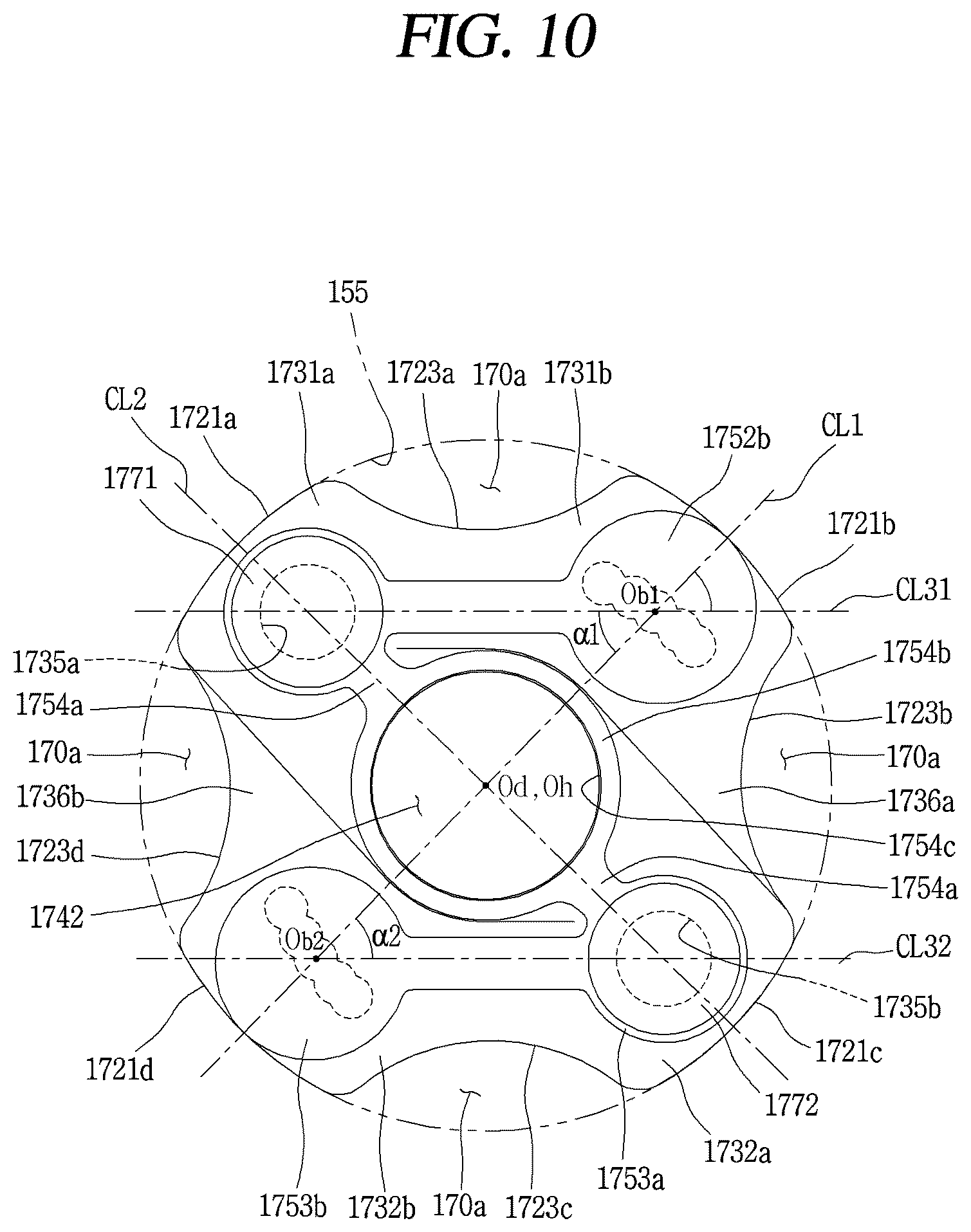 Patent US12098723 Figure 10 – Retainer block bypass hole valve assembly arranged in non-orbiting scroll of a compressor