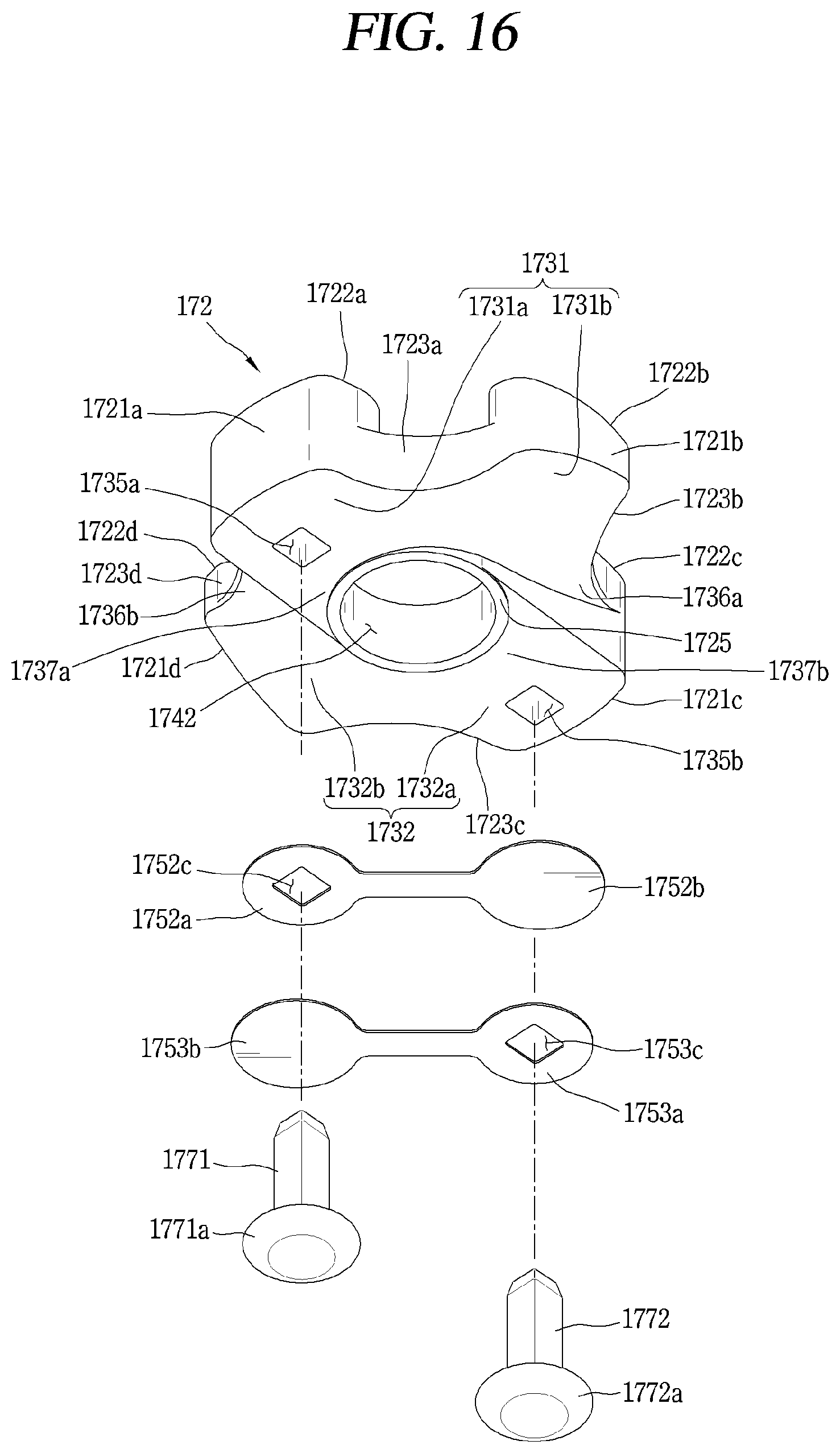 Patent US12098723 Figure 17 – Retainer block bypass hole valve assembly arranged in non-orbiting scroll of a compressor