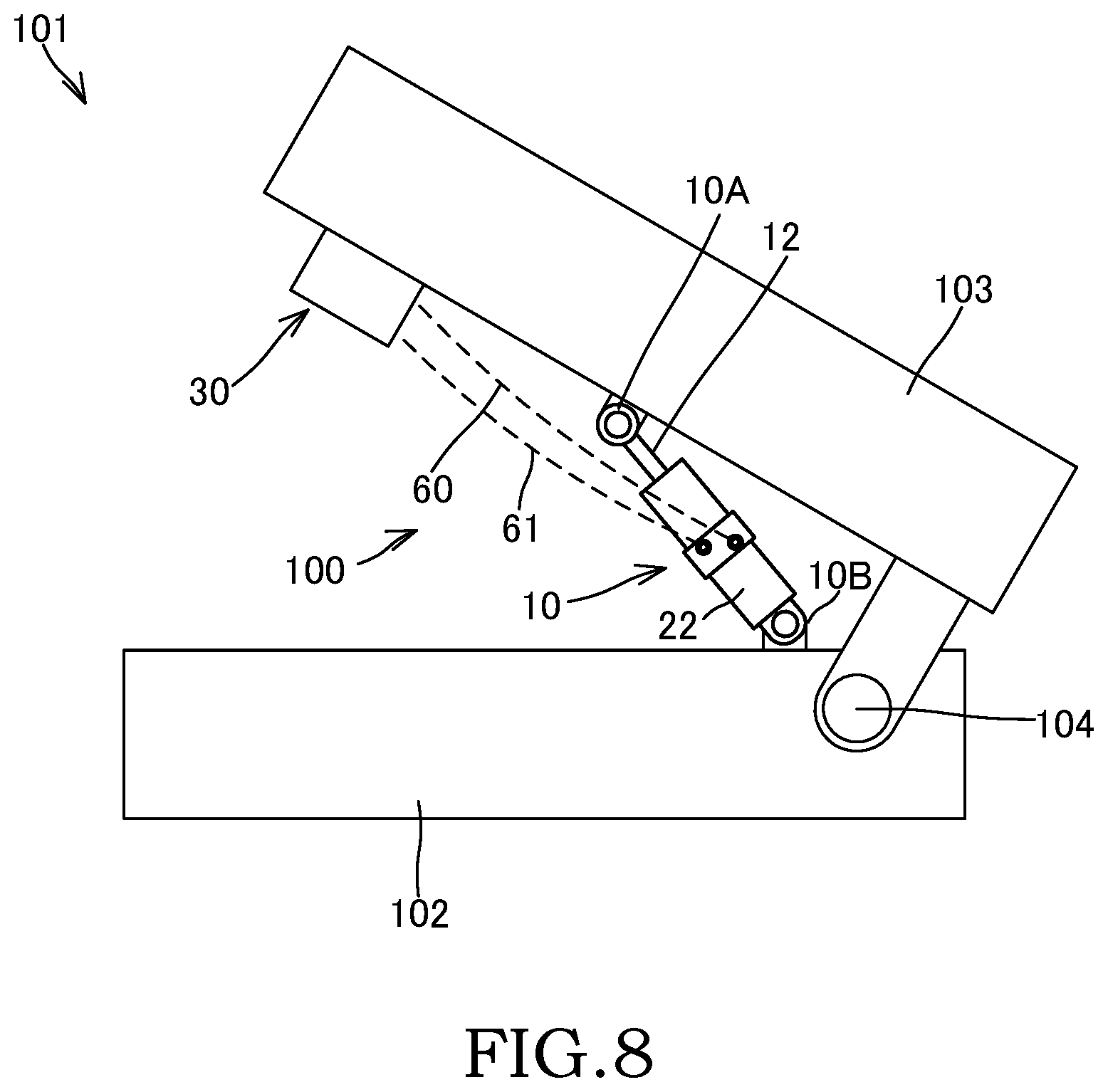 Patent US12098734 Figure 8 – Electric fluid pressure cylinder and moving structure body
