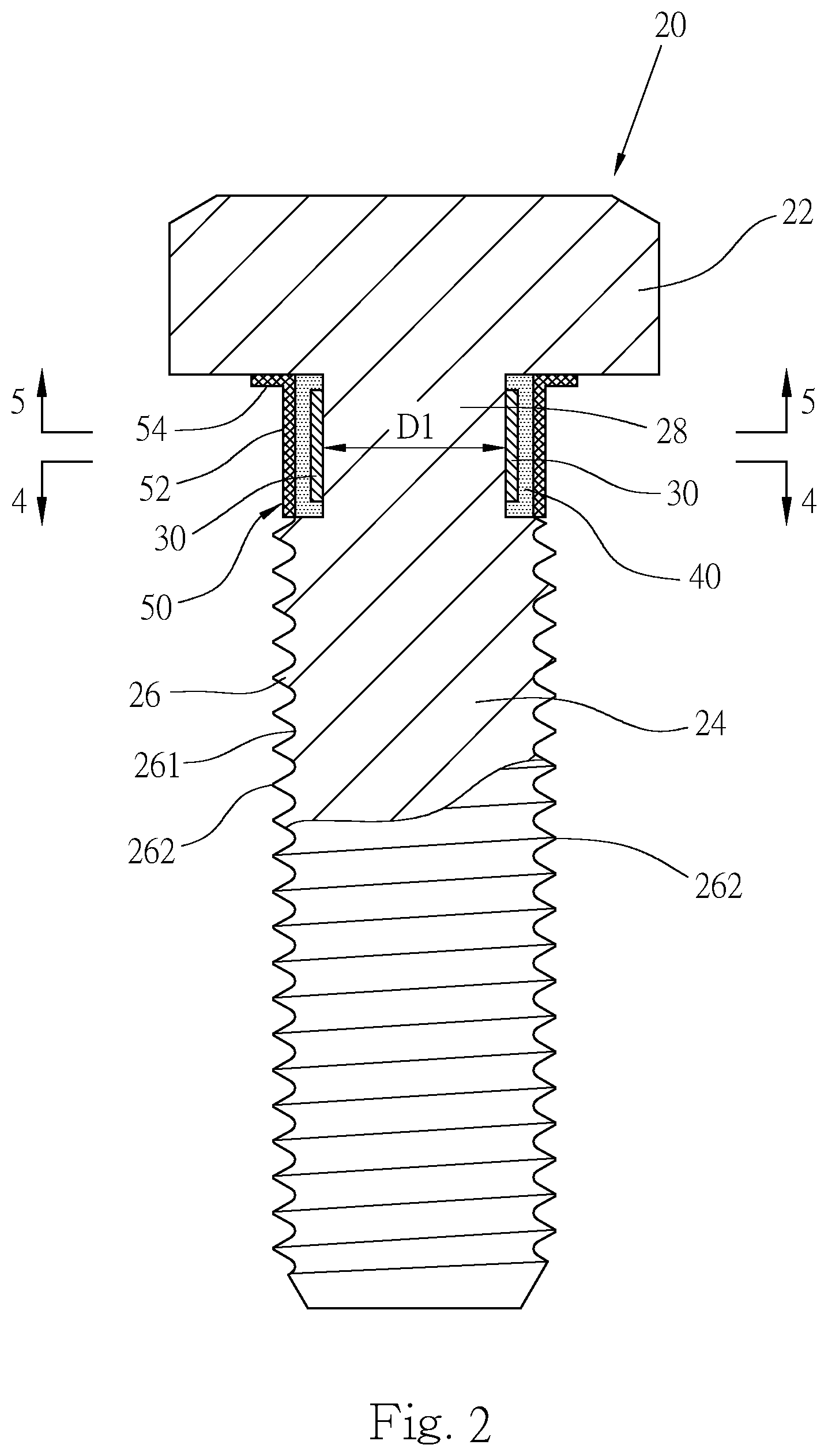 Patent US12098740 Figure 2 – Threaded fastener capable of torque detection