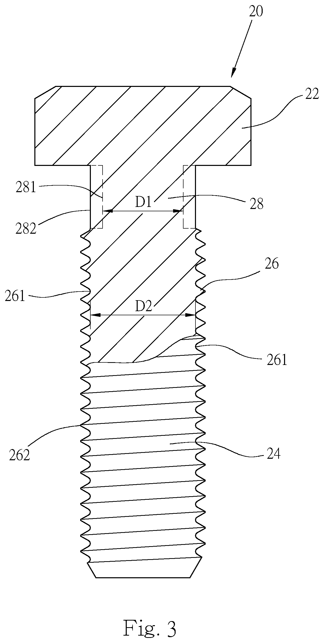 Patent US12098740 Figure 3 – Threaded fastener capable of torque detection