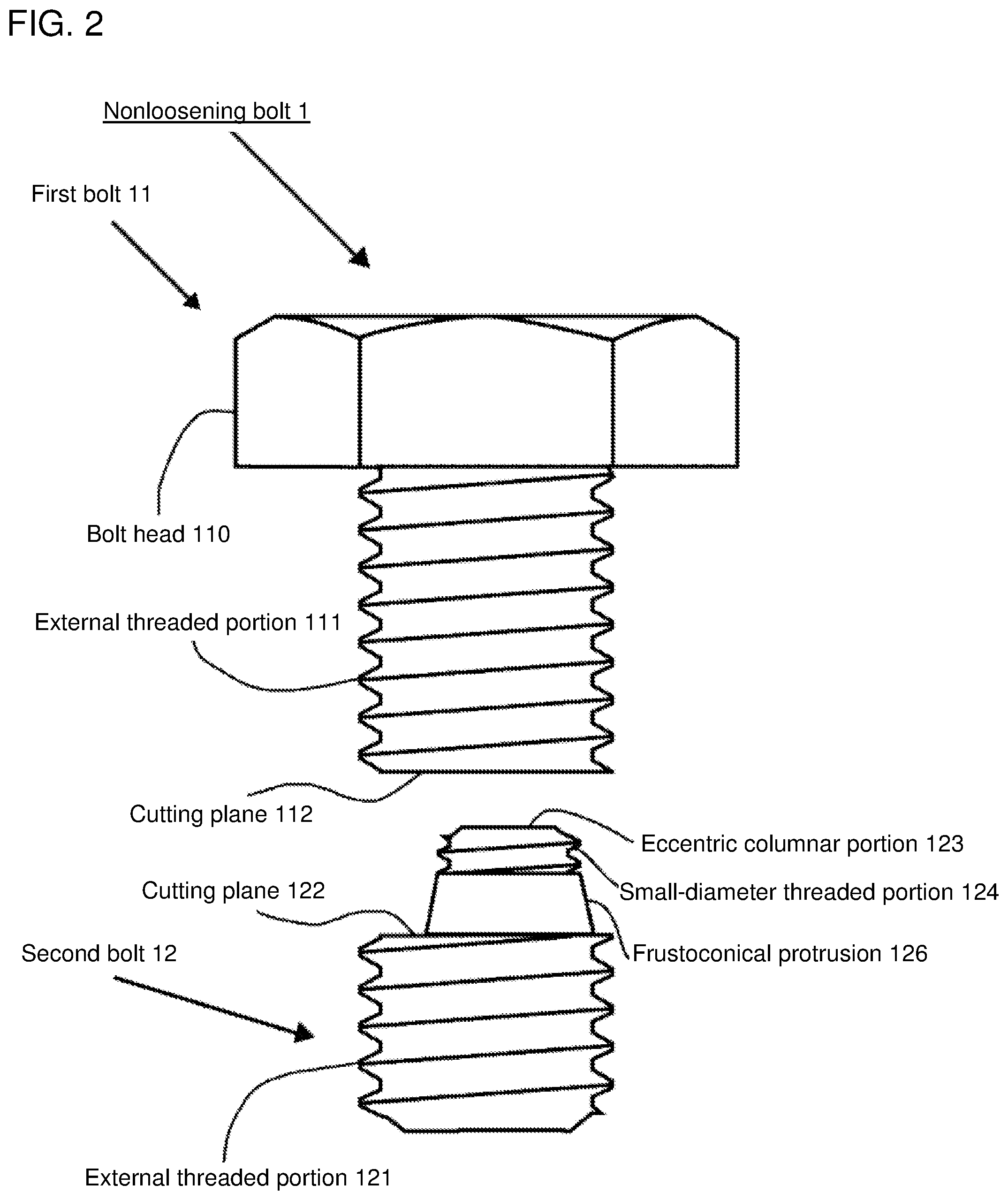 Patent US12098742 Figure 2 – Non-loosening bolt