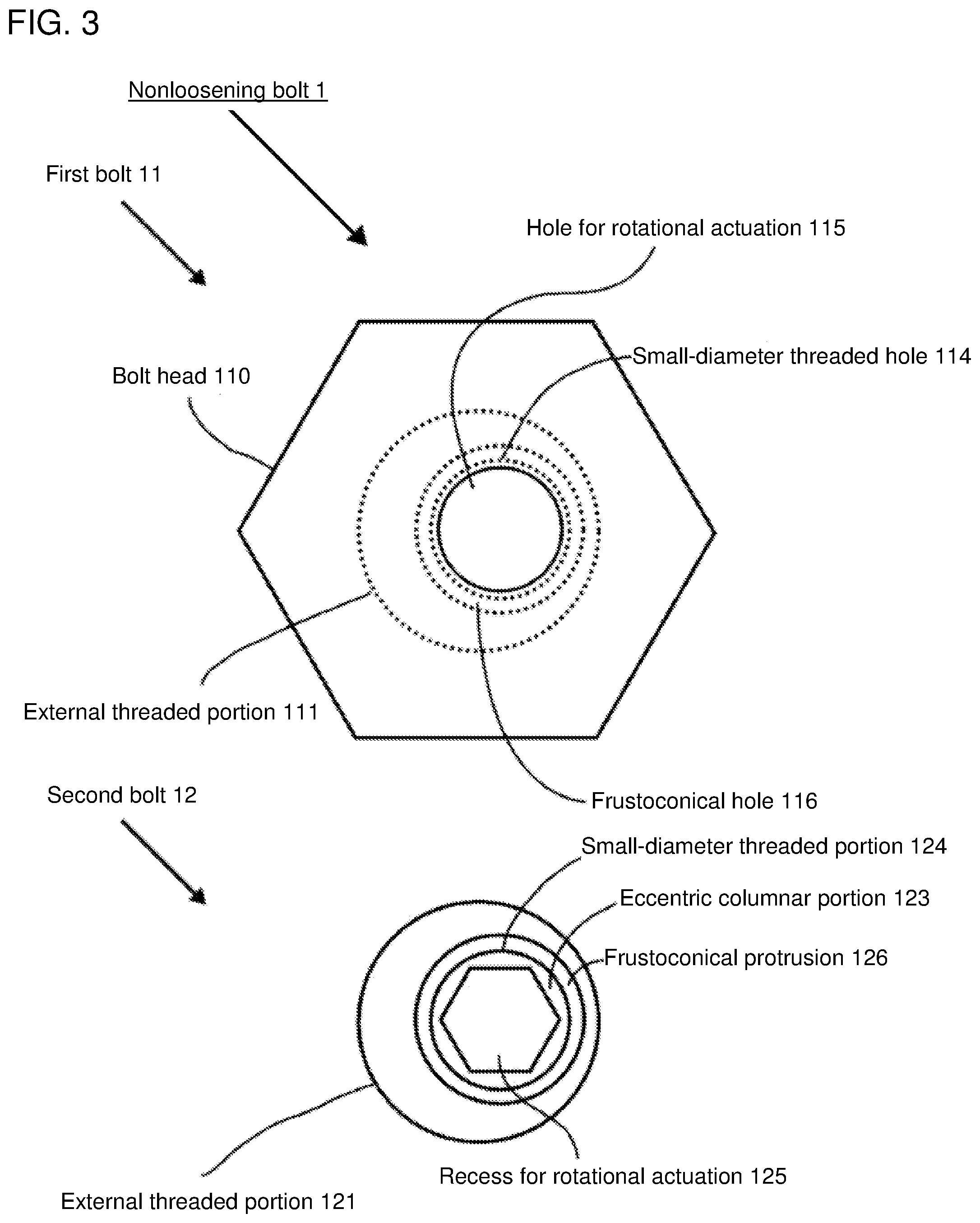 Patent US12098742 Figure 3 – Non-loosening bolt