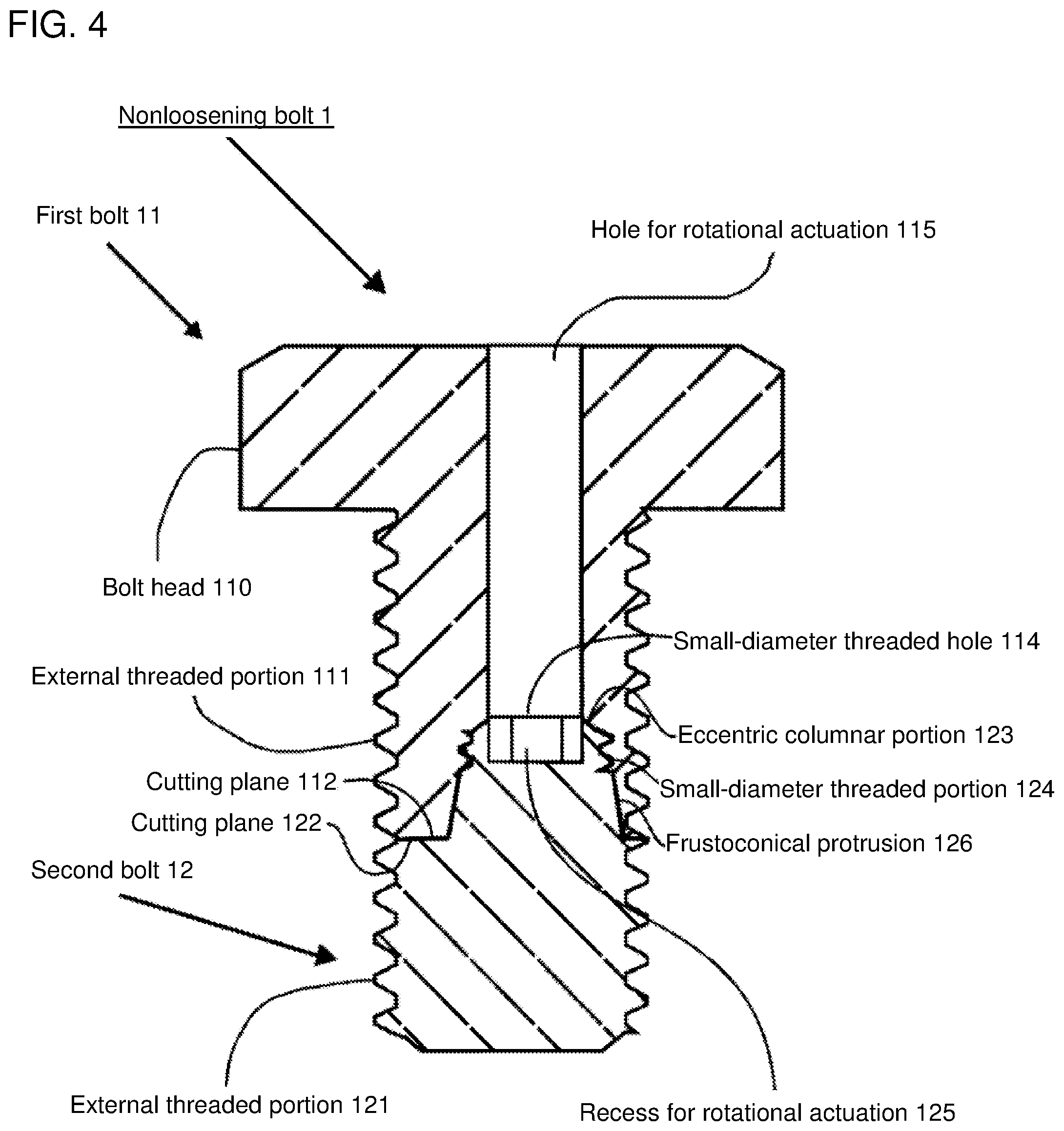 Patent US12098742 Figure 4 – Non-loosening bolt