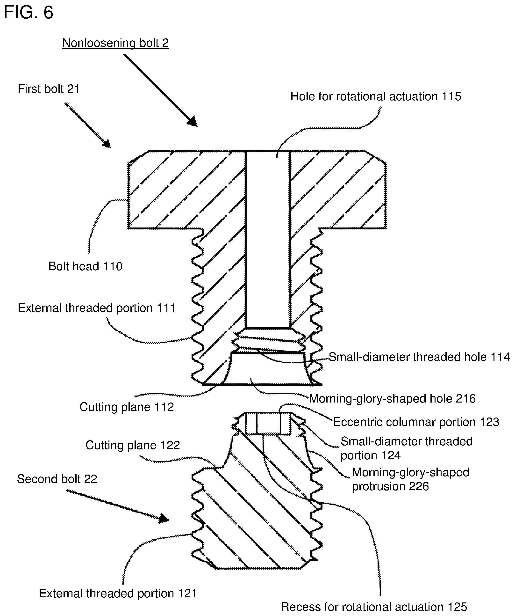 Patent US12098742 Figure 6 – Non-loosening bolt