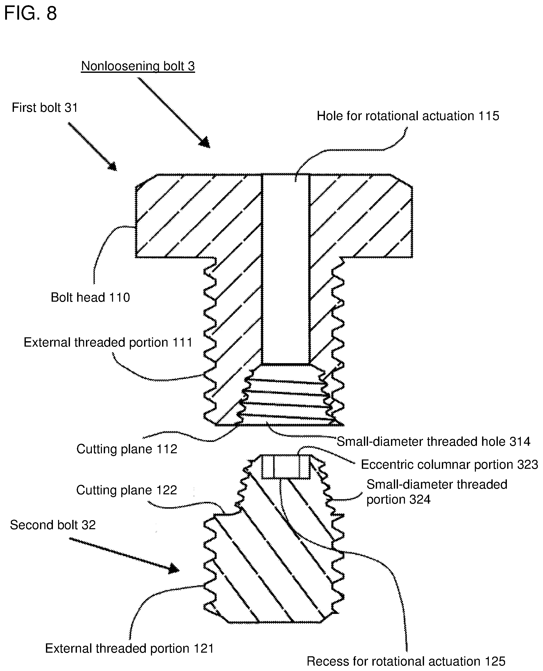 Patent US12098742 Figure 8 – Non-loosening bolt