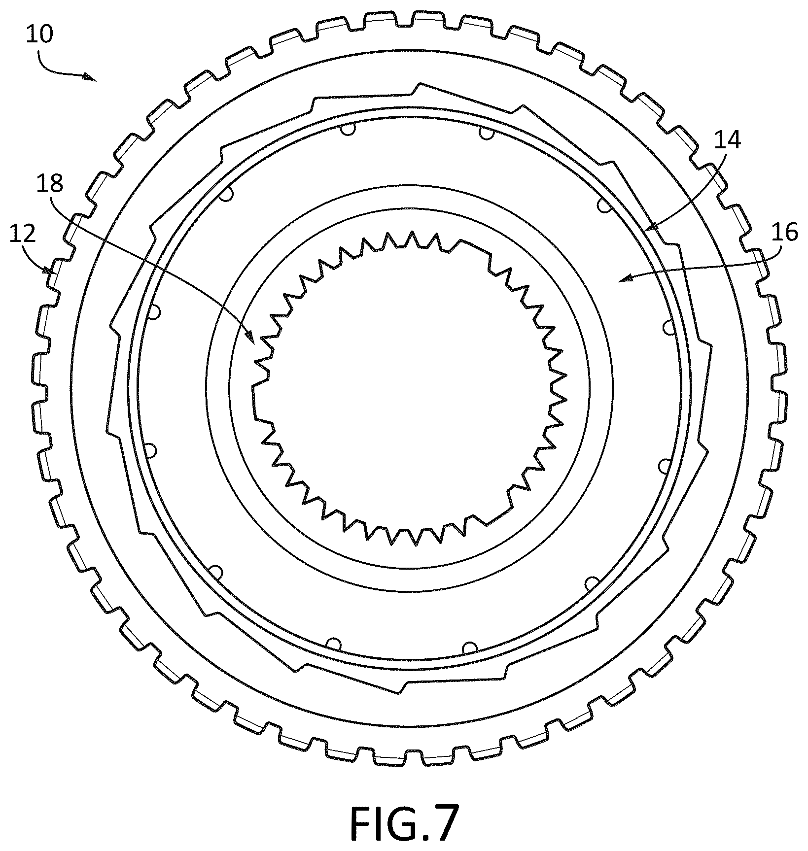 Patent US12098753 Figure 7 – Roller clutch assembly