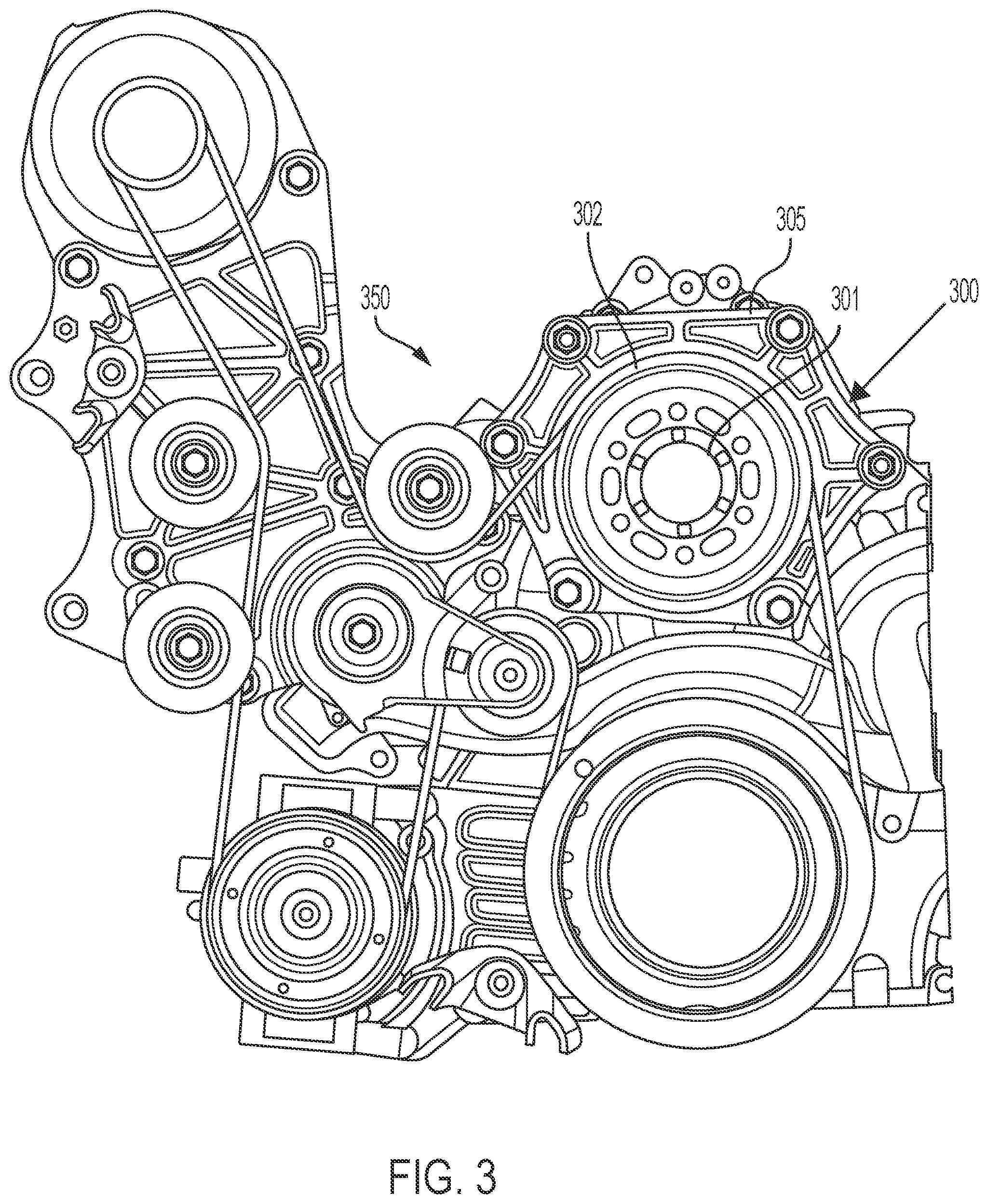 Patent US12098762 Figure 3 – Low axial runout driven pulley through the application of a spindle shaft utilizing multiple sets of bearings with radial clearance to the shaft