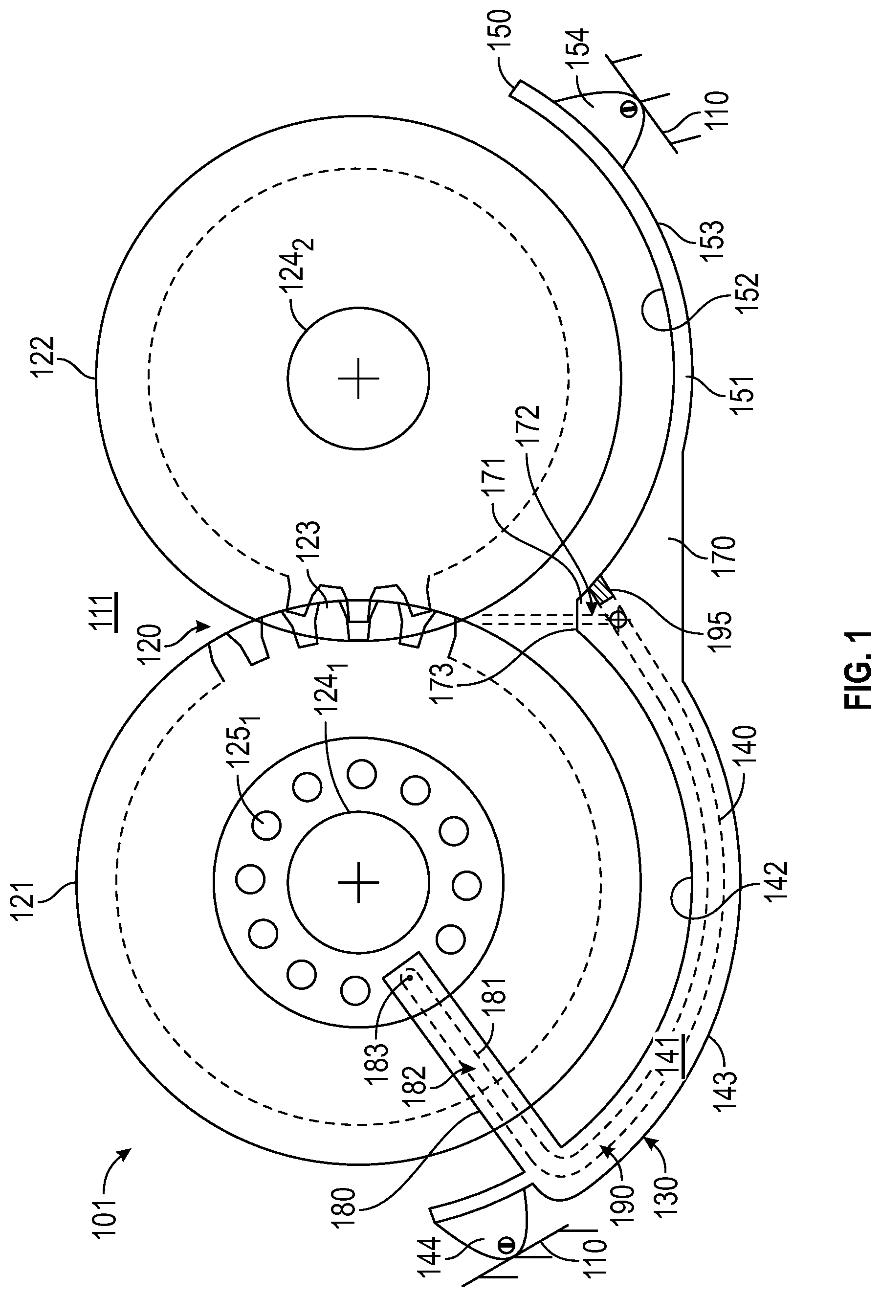 Patent US12098764 Figure 1 – Shroud with integrated lube jets
