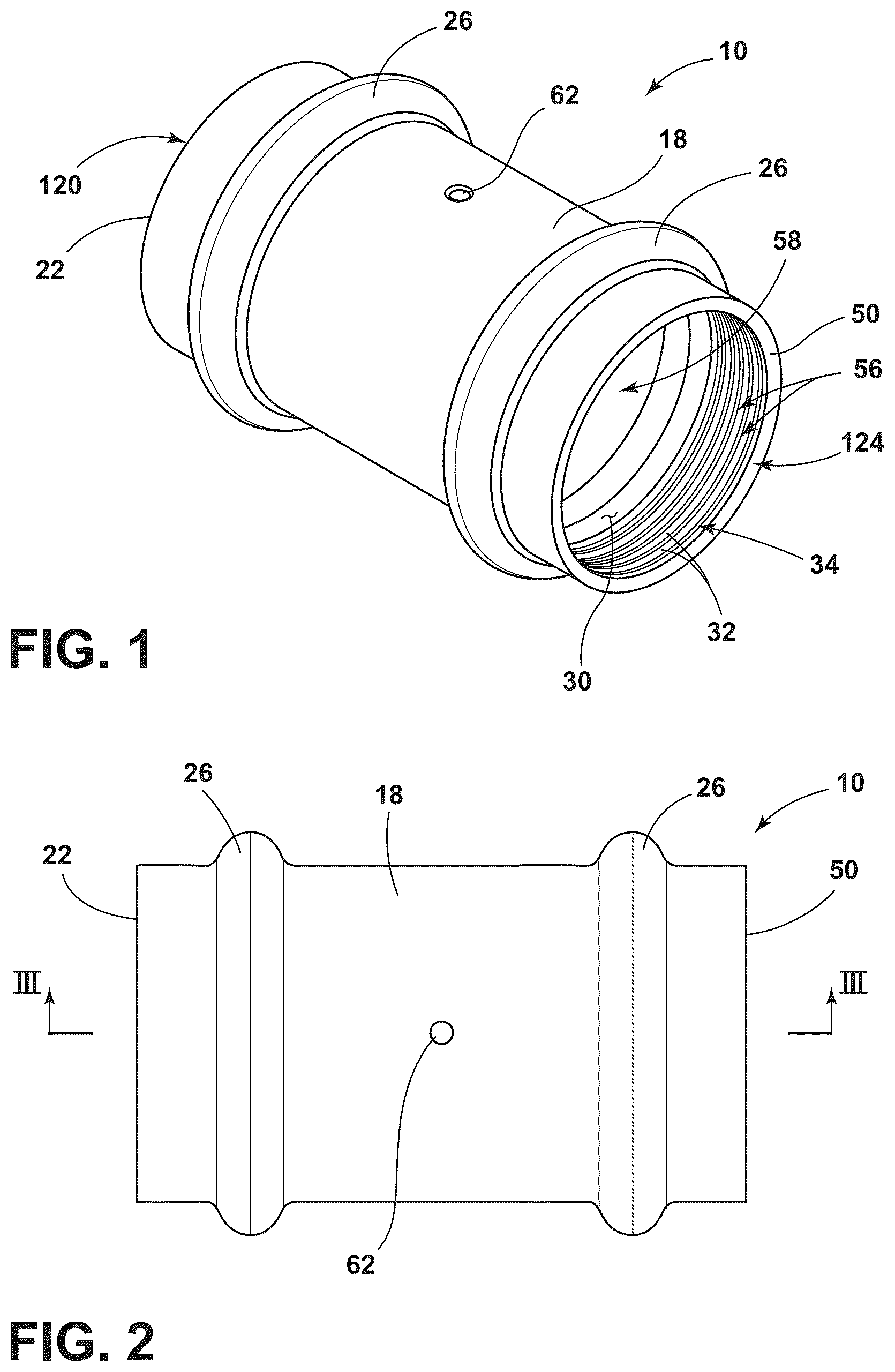 Patent US12098784 Figure 1 – Piping component having a plurality of grooves