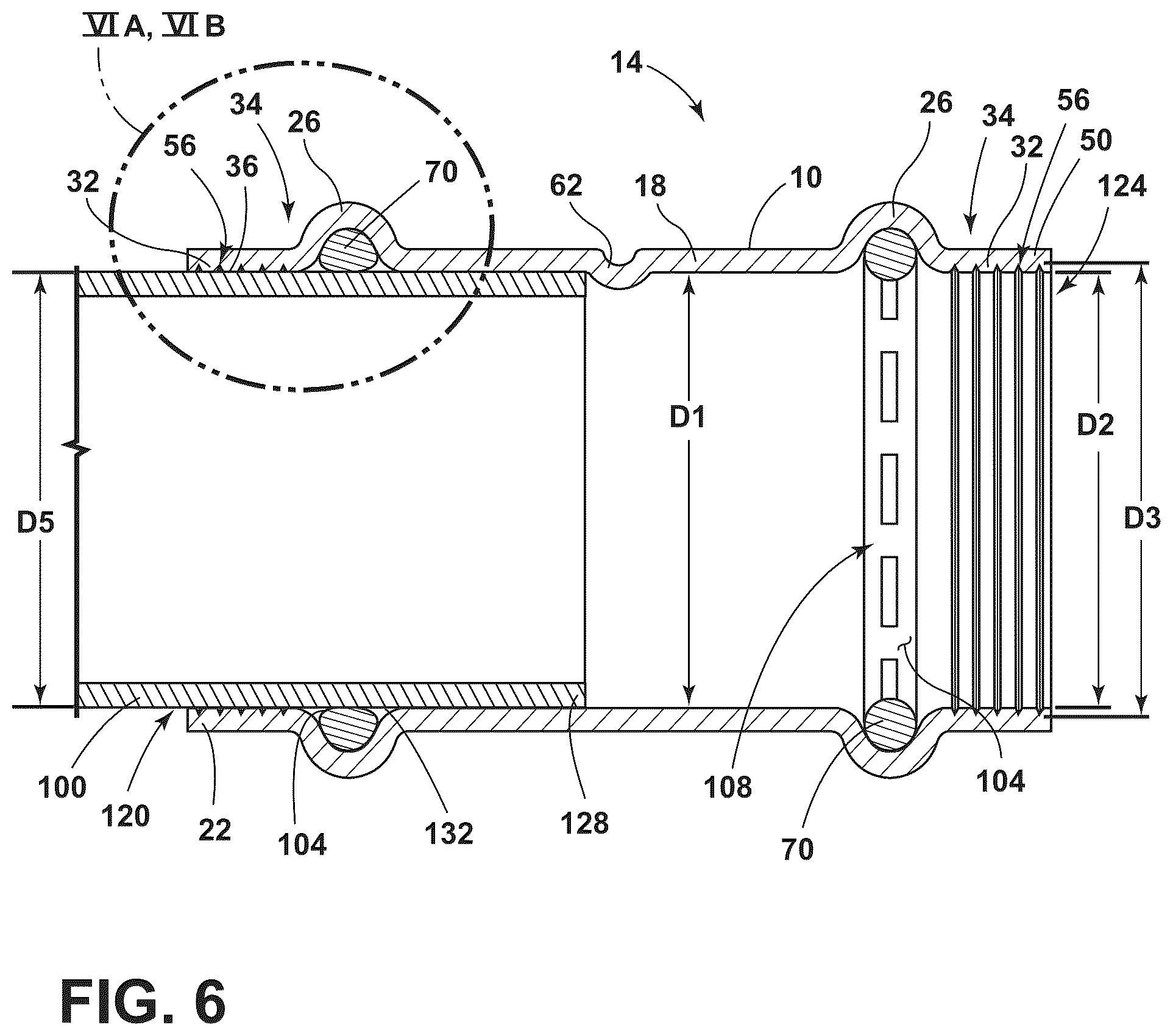 Patent US12098784 Figure 3 – Piping component having a plurality of grooves