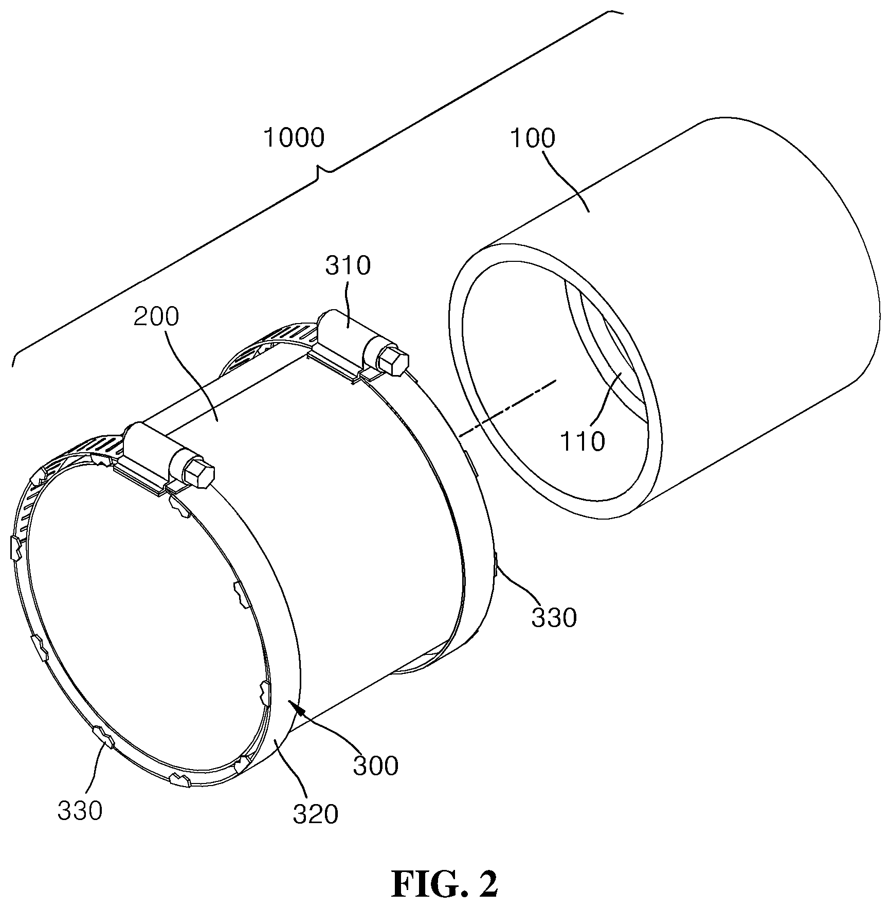 Patent US12098787 Figure 2 – Pipe binding band and pipe binding mechanism comprising same