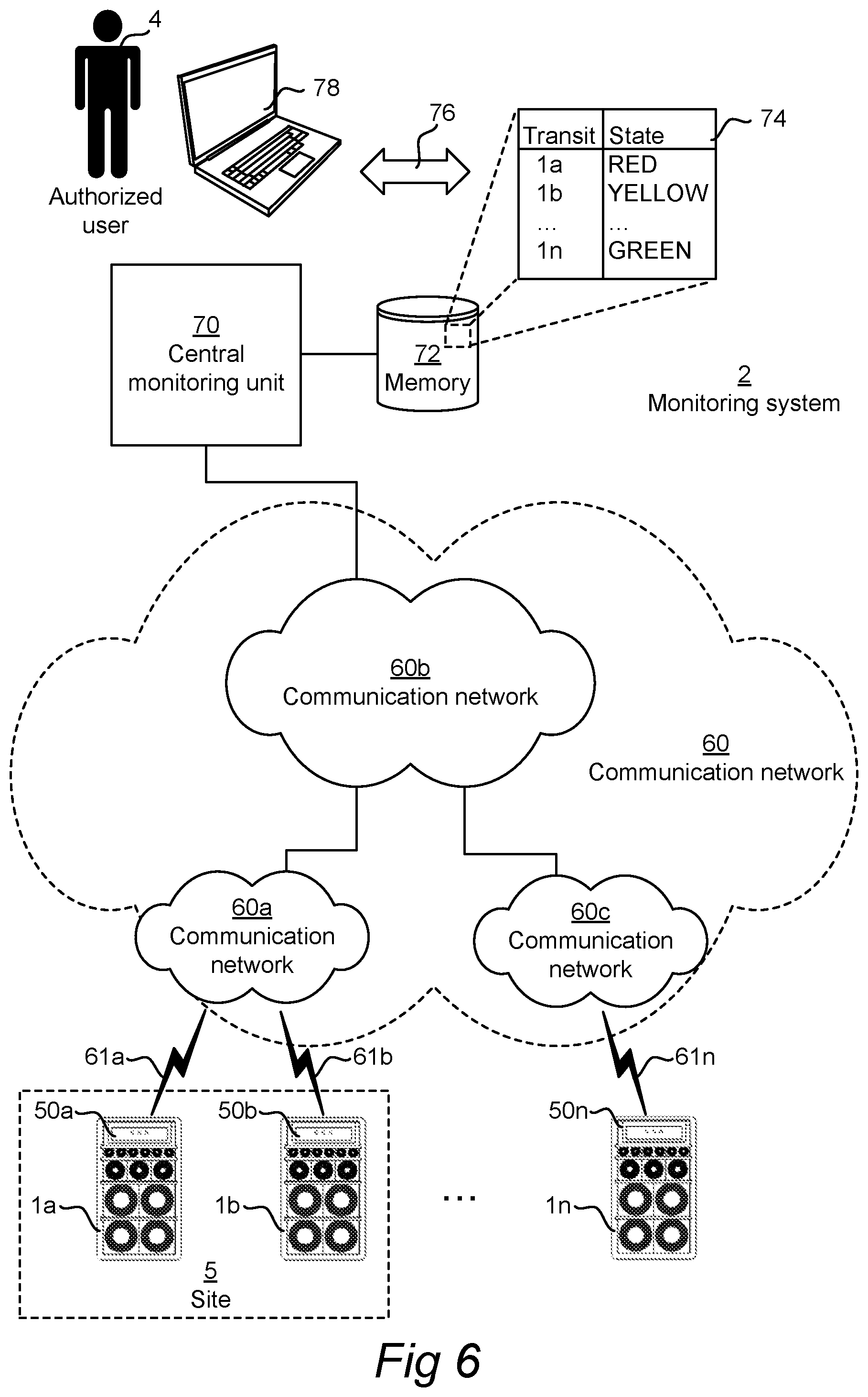 Patent US12098795 Figure 4 – Monitoring system for cable, pipe or wire transits, and a transit guard unit for use therein