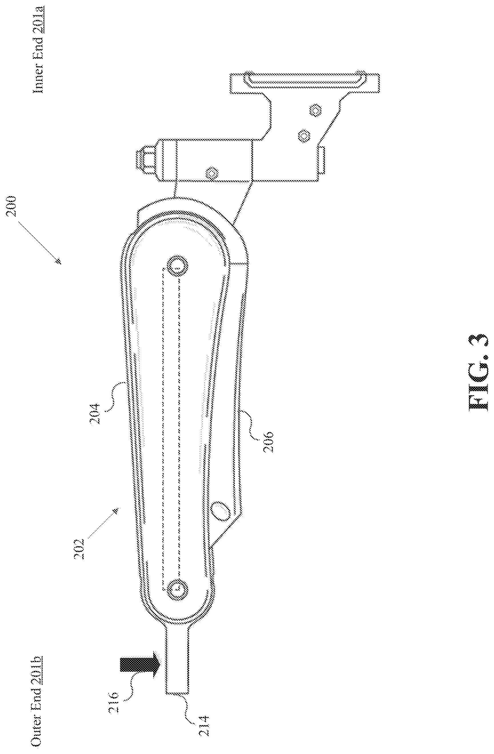 Patent US12098801 Figure 3 – Locking release mechanism for an articulated support arm
