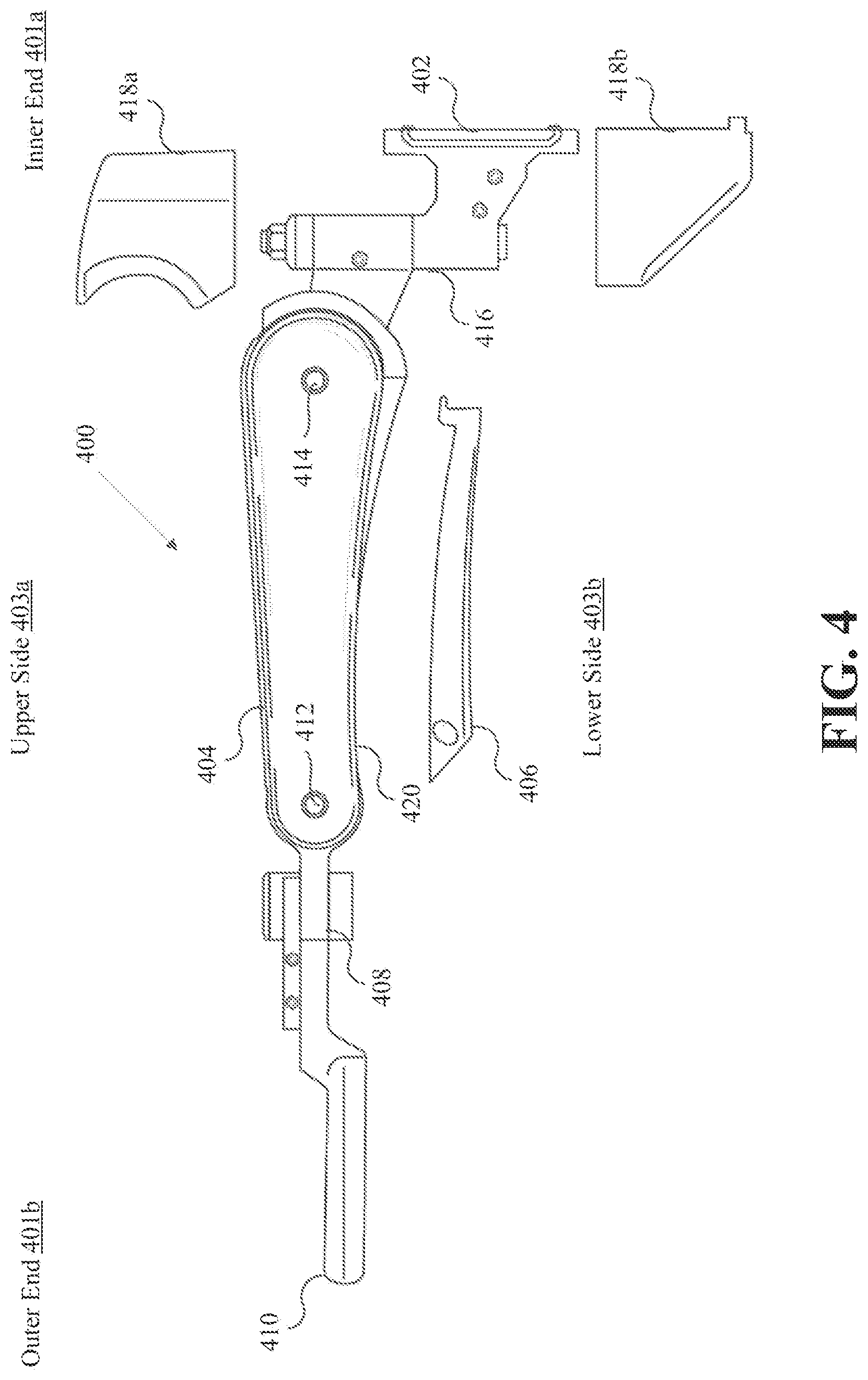 Patent US12098801 Figure 4 – Locking release mechanism for an articulated support arm