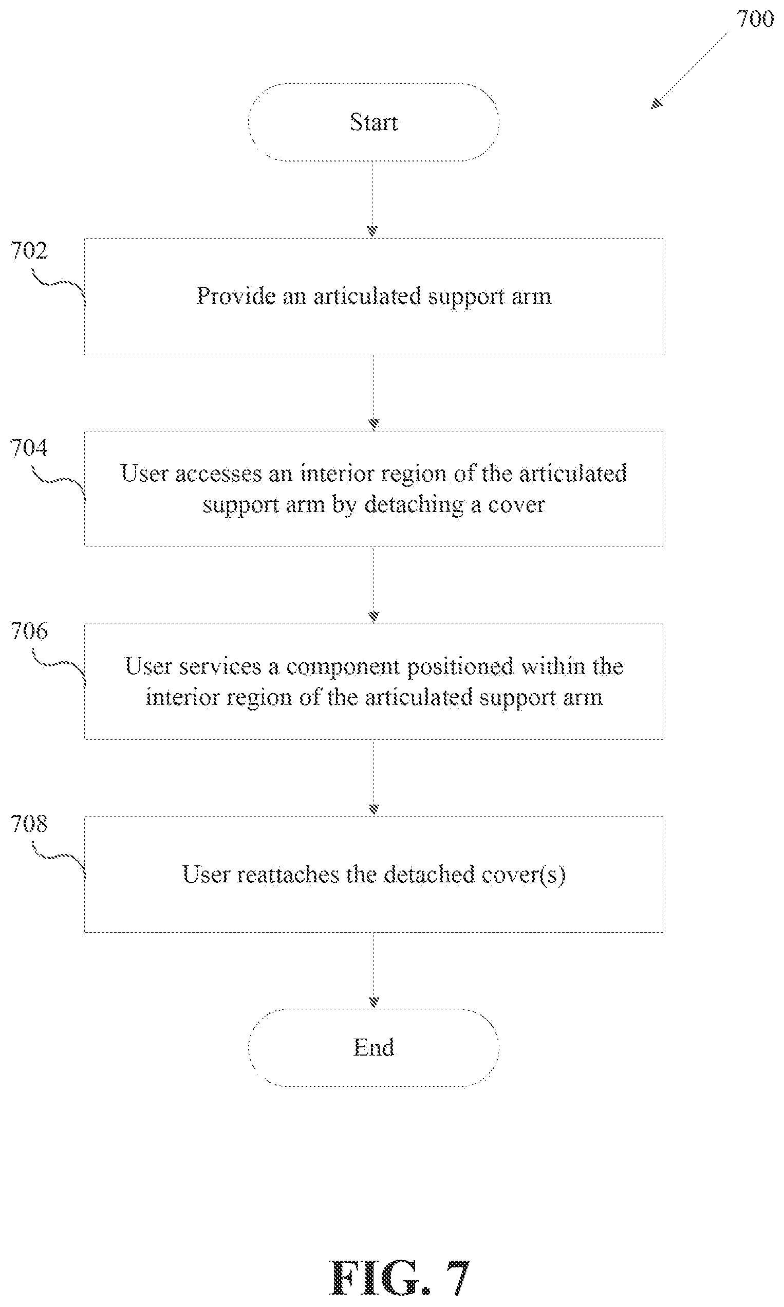 Patent US12098801 Figure 7 – Locking release mechanism for an articulated support arm
